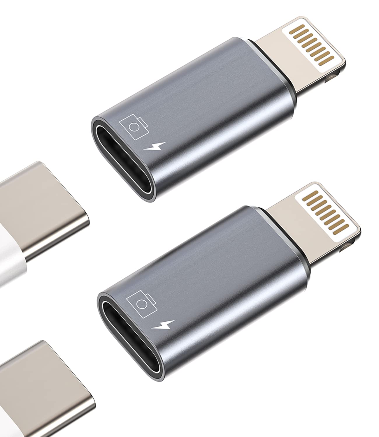 USB C Female to Lightning Male for iPhone OTG Adapter(2Pack) Apple Charger Data Sync Dongle Type-c Camera Card Reader Flash Drive Keyboard Mouse U