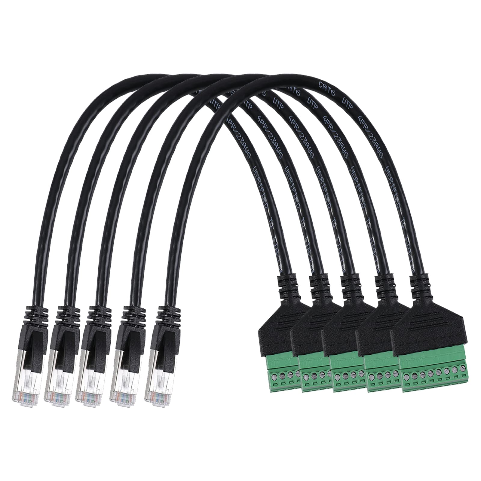 Jienk Jienk 5Pcs RJ45 Male to 8 Pins Terminal Block Adapter for Cat5 Ethernet & CCTV - Fast Internet Connector
