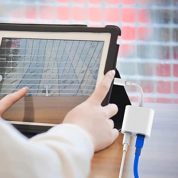 MOVESPEED Apple MFi Certified Lightning to Ethernet Adapter 2 in 1 RJ45 Network Adapter for iPhone iPad iPod Supports 100Mbps Plug and Play - View 11 of 11