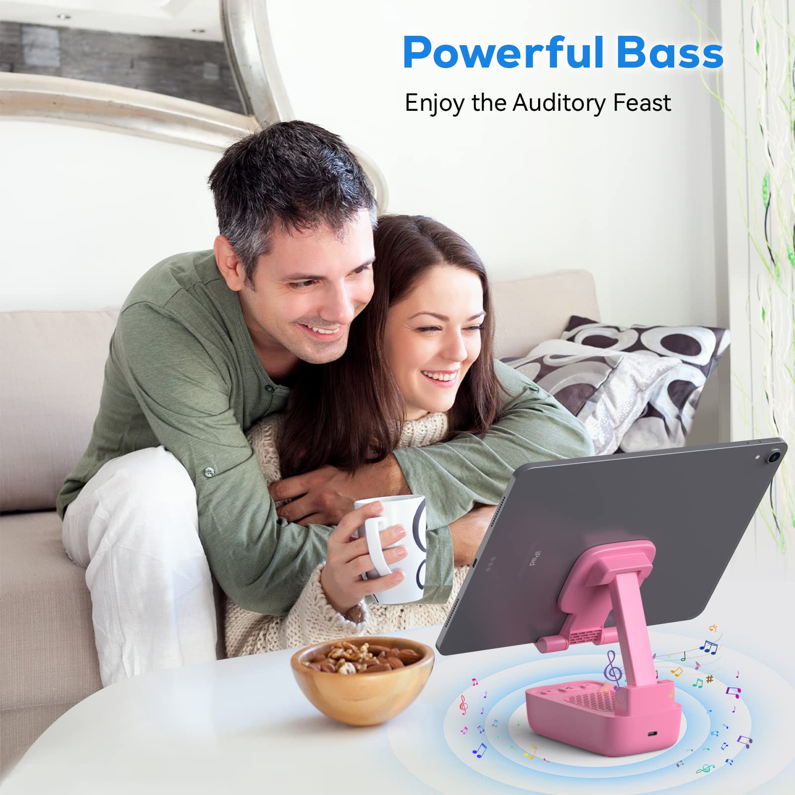 Gifts for Men Women, from Wife,Cell Phone Stand with Wireless Bluetooth Speaker, Punchy Bass and HD Stereo Sound Speaker for Home and Outdoors - View 4 of 7