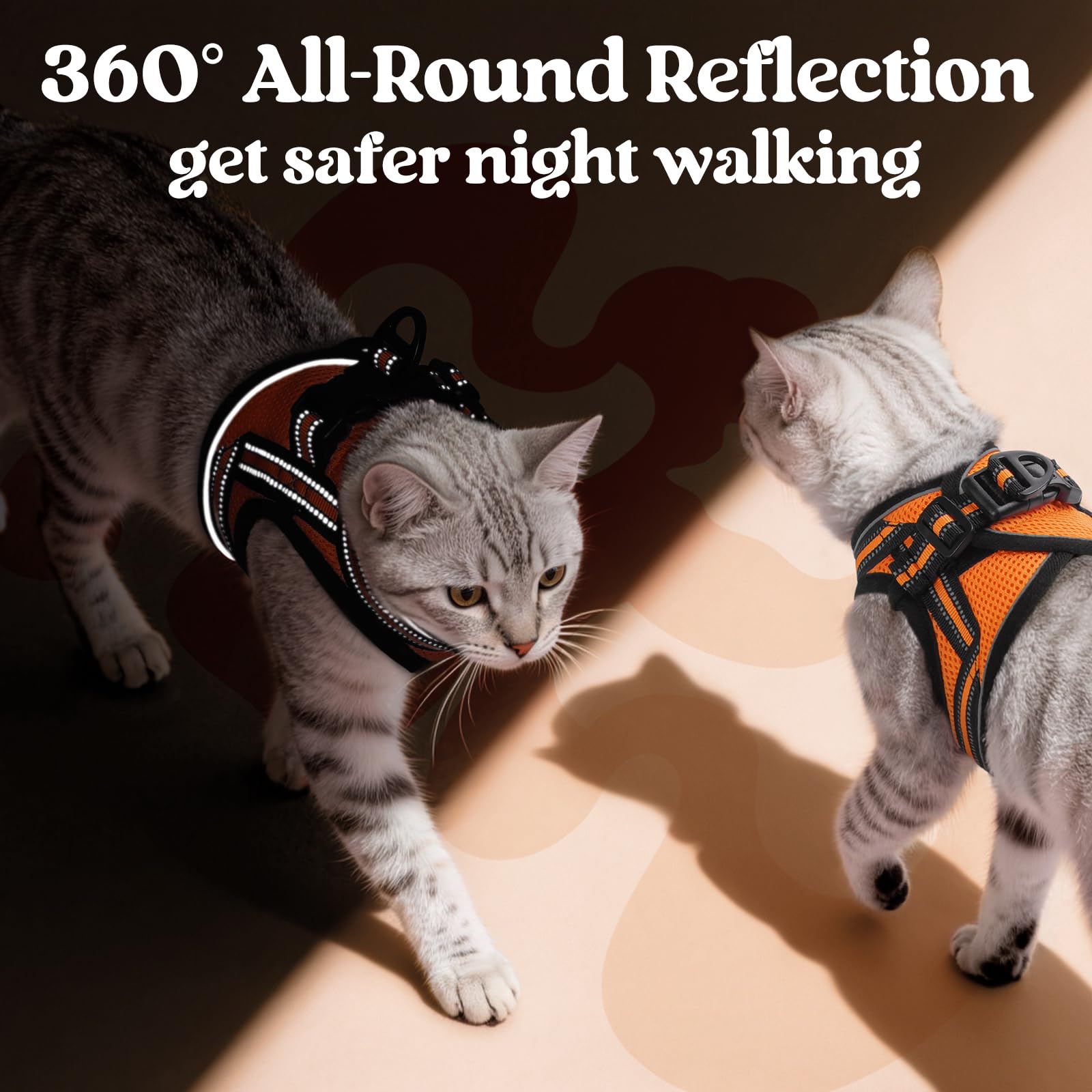 rabbitgoo Rabbitgoo Cat Harness and Leash Set Adjustable Soft Escape Proof Vest for Cats Light Orange M Comfortable Outdoor Walking Gear - View 5 of 9