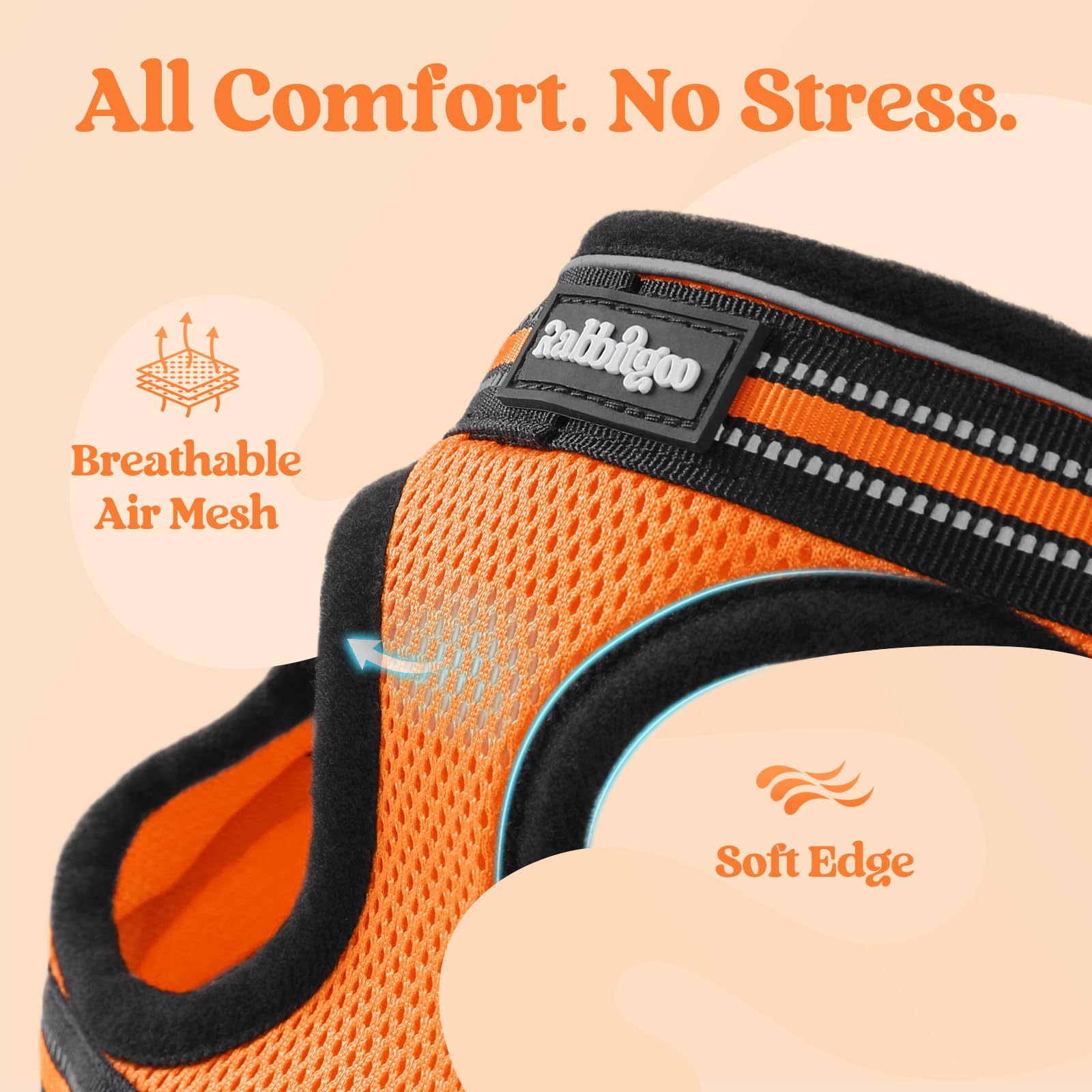 rabbitgoo Rabbitgoo Cat Harness and Leash Set Adjustable Soft Escape Proof Vest for Cats Light Orange M Comfortable Outdoor Walking Gear - View 7 of 9