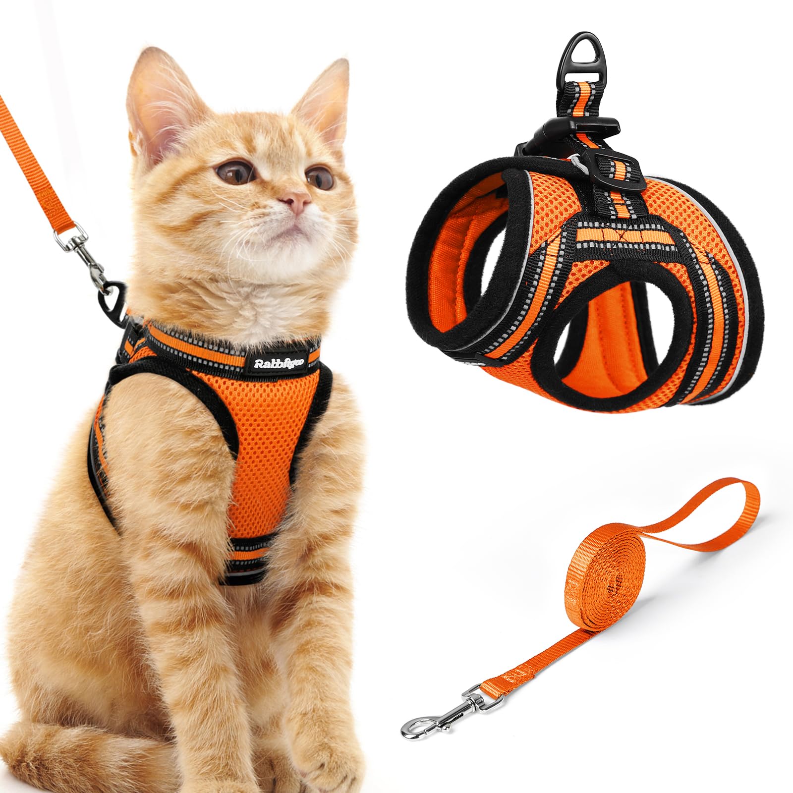 rabbitgoo Rabbitgoo Cat Harness and Leash Set Adjustable Soft Escape Proof Vest for Cats Light Orange M Comfortable Outdoor Walking Gear
