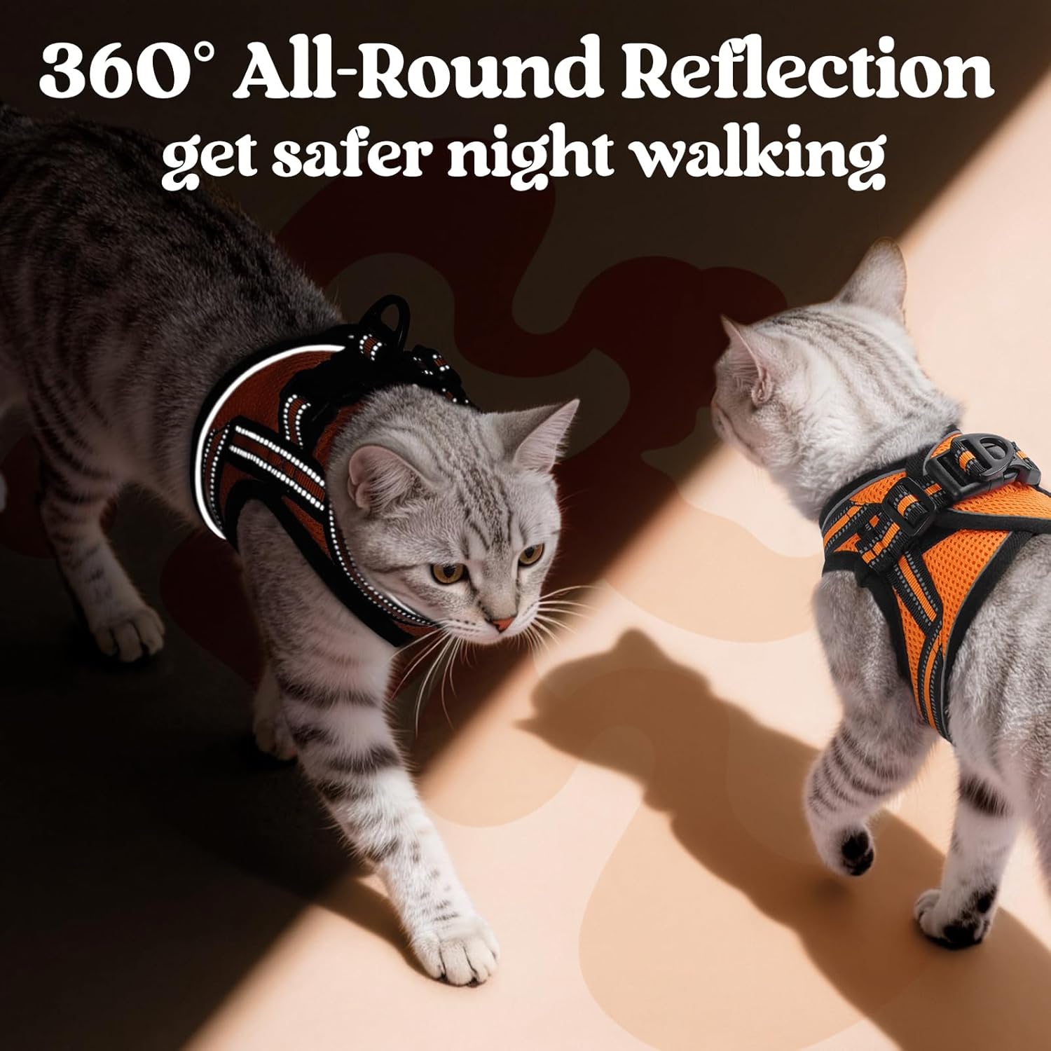 rabbitgoo Rabbitgoo Cat Harness and Leash Set Adjustable Soft Escape Proof Vest for Cats Comfortable Outdoor Use Light Orange Large - View 5 of 9