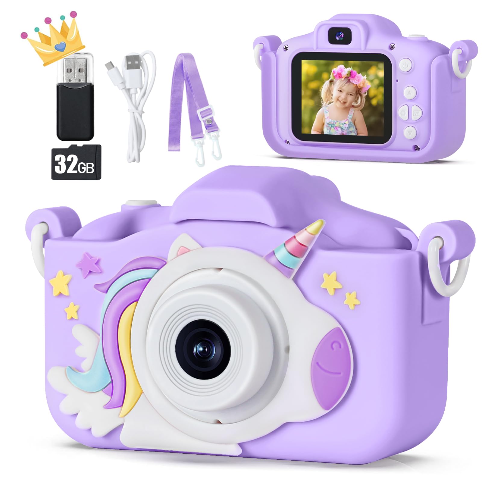 KIZJORYA Upgraded 48MP Kids Camera for Girls Boys 3-12, Video Selfie Camera-Christmas Birthday Gift for Toddler, HD Digital Camera Toy for Child with