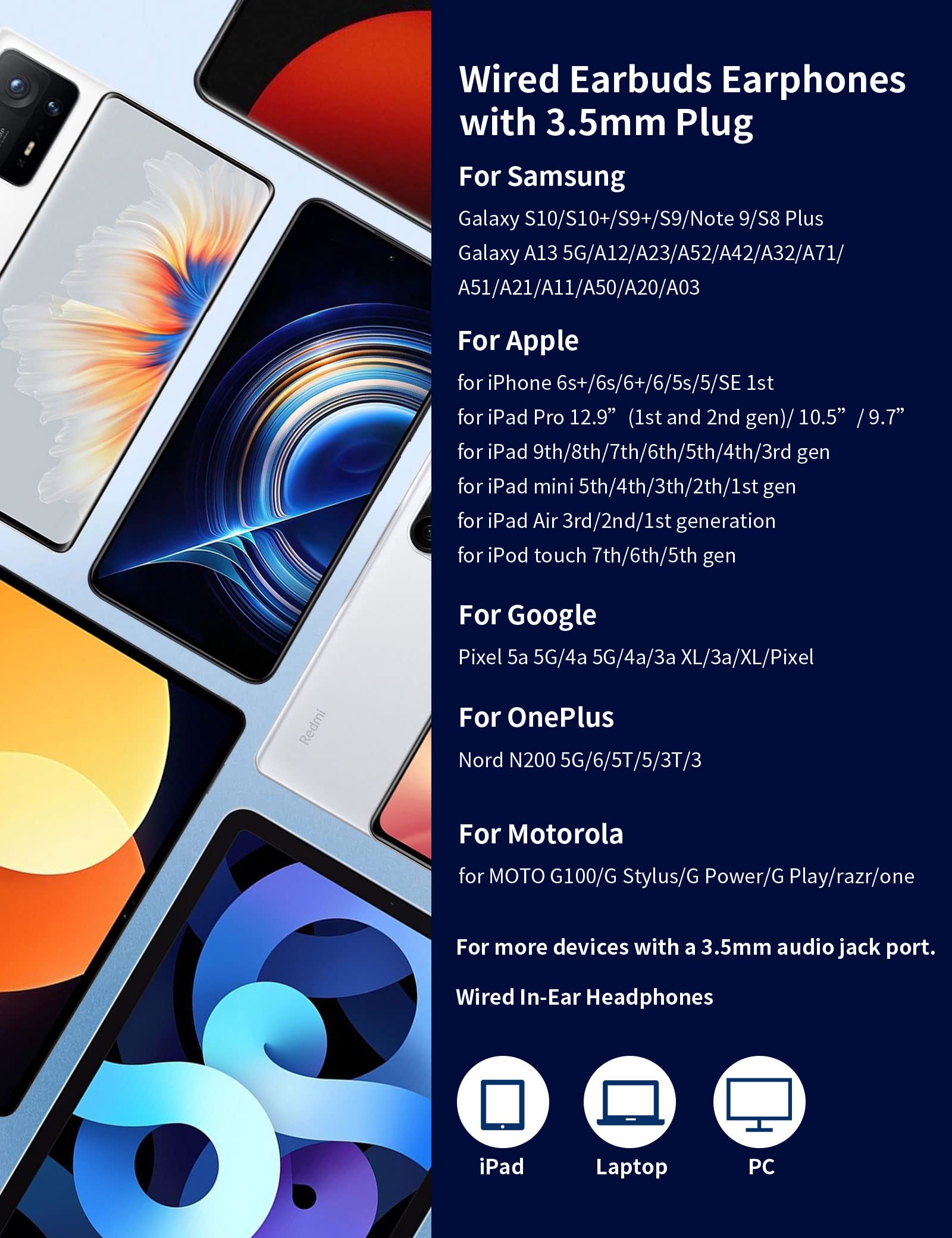 3.5mm Wired Earbuds Headphones for Laptop,Gaming Controller,Android Phone,Samsung A15 A14 A13 A12 A52,Noise Isolation in-Ear Earphones with Mic - View 6 of 7