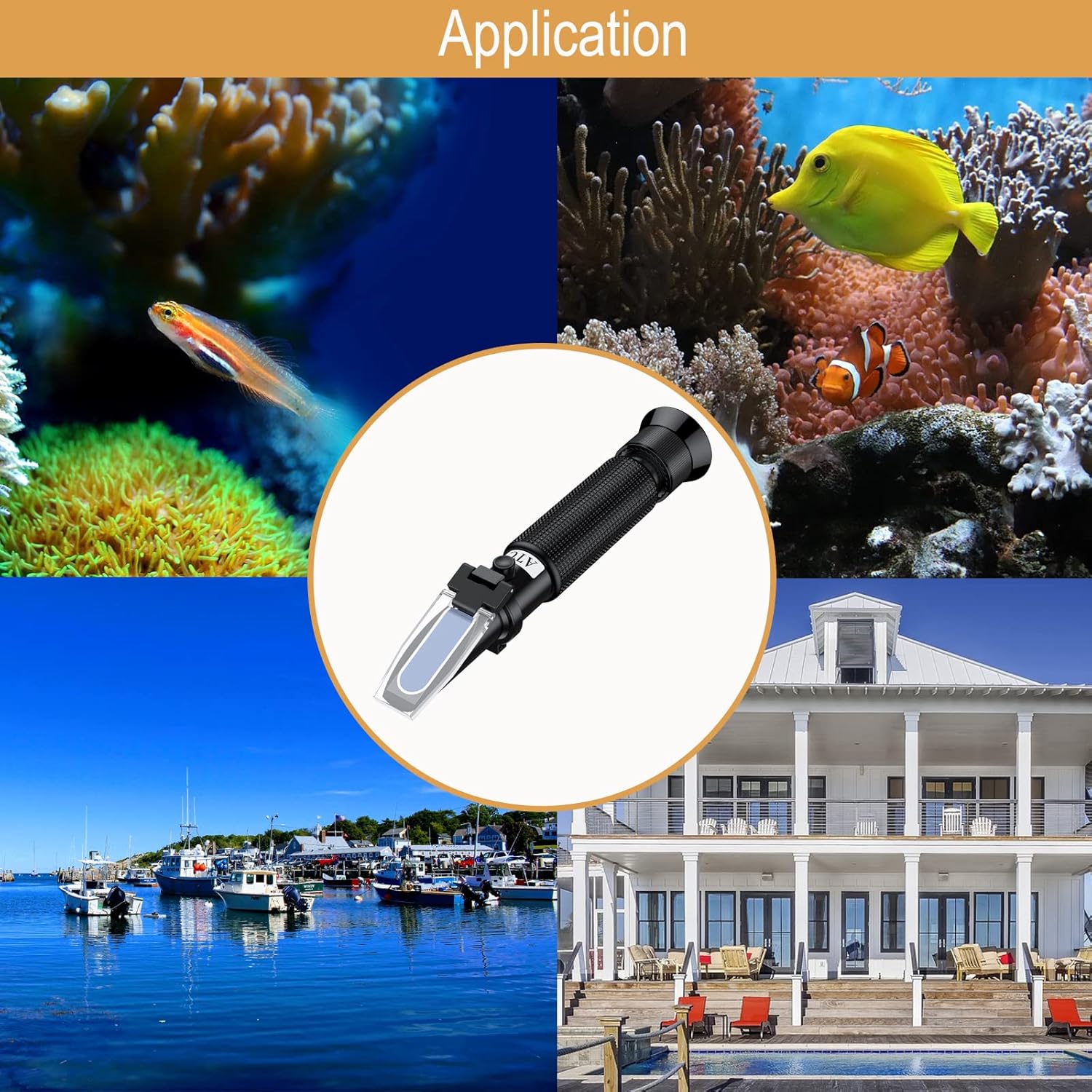 TOOGOND Professional Salinity Refractometer for Saltwater Pools and Aquariums Dual Scale 0-100 PPT Specific Gravity 1.000-1.070 with ATC Function - View 2 of 8