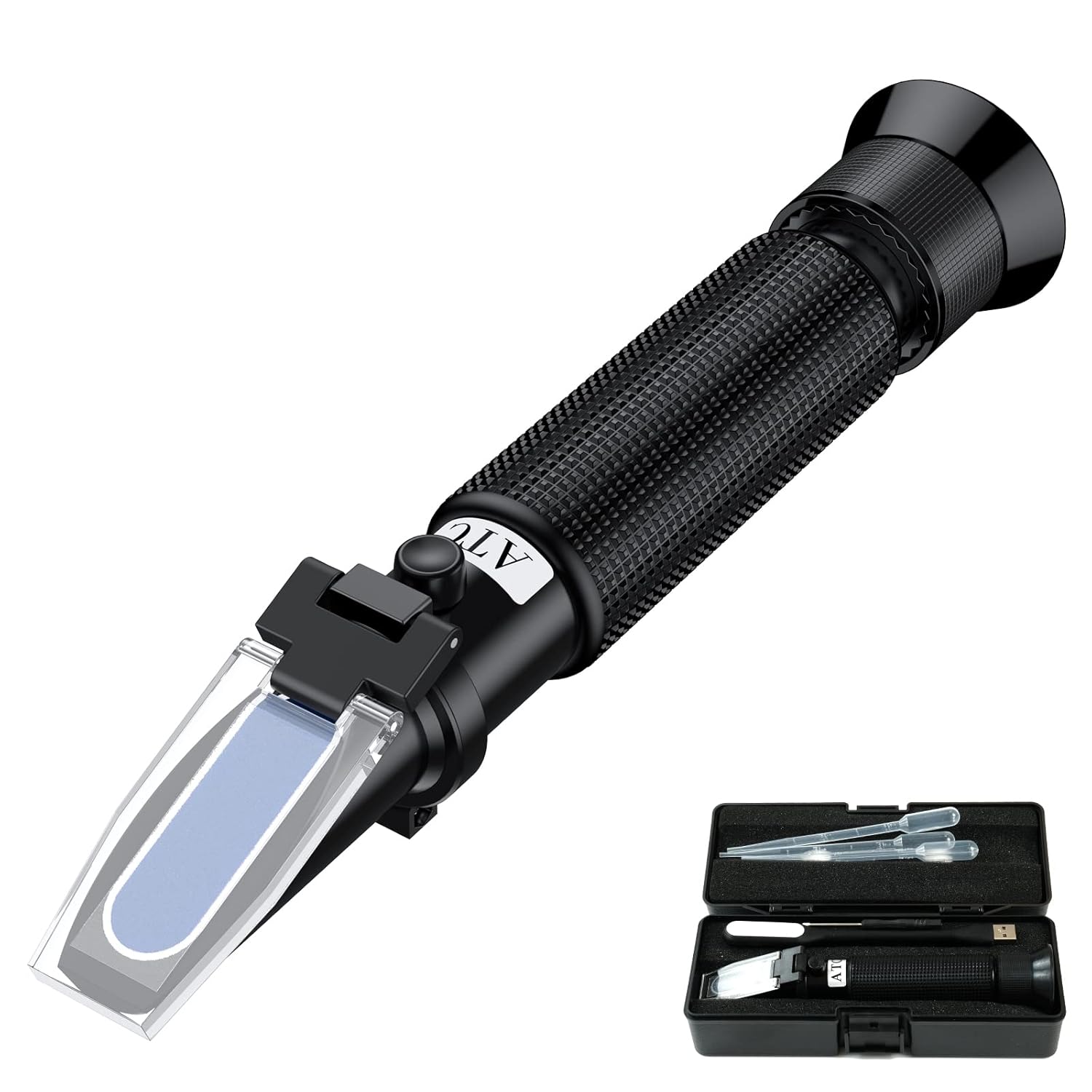 TOOGOND Professional Salinity Refractometer for Saltwater Pools and Aquariums Dual Scale 0-100 PPT Specific Gravity 1.000-1.070 with ATC Function