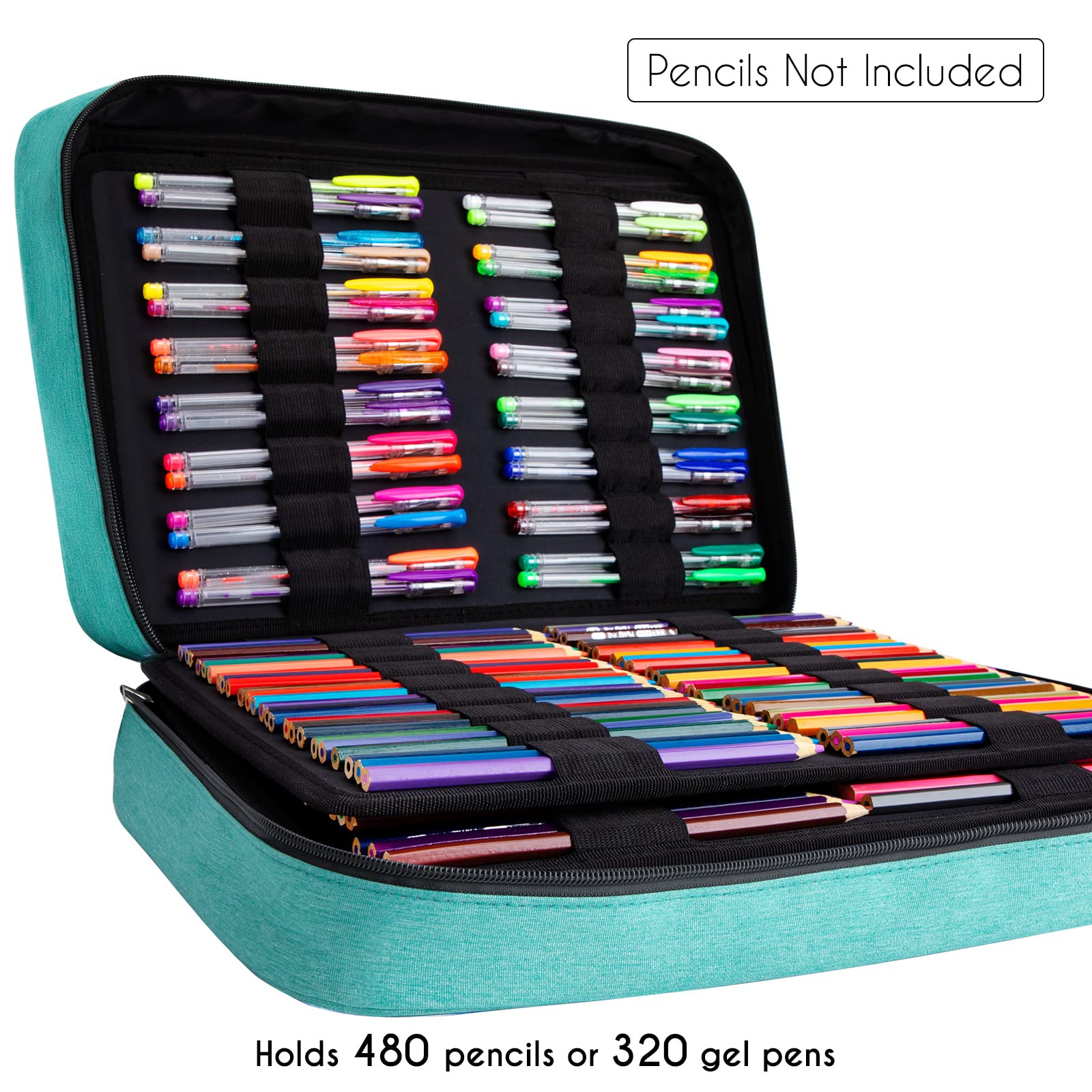 YOUSHARES Big Capacity Colored Pencil Case - 480 Slots large Pen Case Organizer with Multilayer Holder for Prismacolor Colored Pencils and Gel Pen - View 4 of 7
