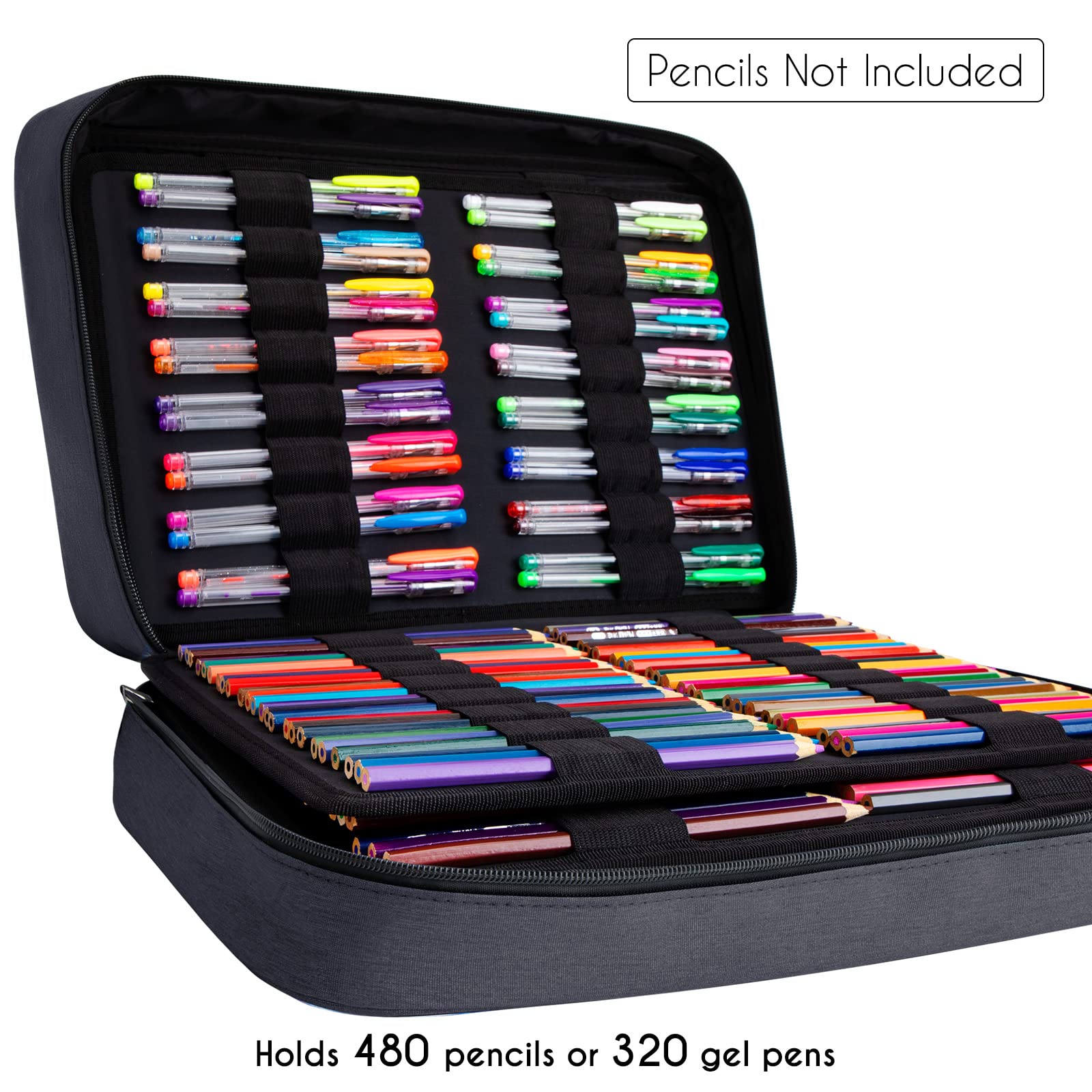 YOUSHARES Big Capacity Colored Pencil Case - 480 Slots large Pen Case Organizer with Multilayer Holder for Prismacolor Colored Pencils and Gel Pen - View 4 of 7