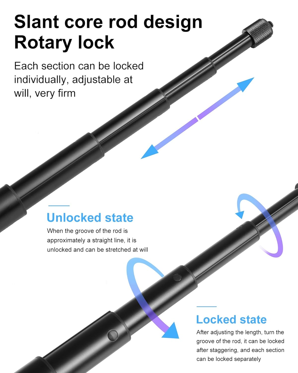 PULUZ Buy PULUZ Motorcycle Handlebar Mount Selfie Stick for GoPro & Insta360 - Adjustable 11-44.7 inch Monopod Stand - View 6 of 8