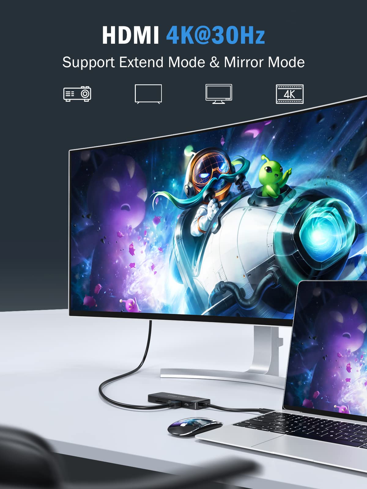 Lemorele 9-in-1 USB C Hub Multiport Adapter with 4K HDMI for MacBook Pro Air and Windows iPad 100W PD SD TF Card Reader - View 3 of 7