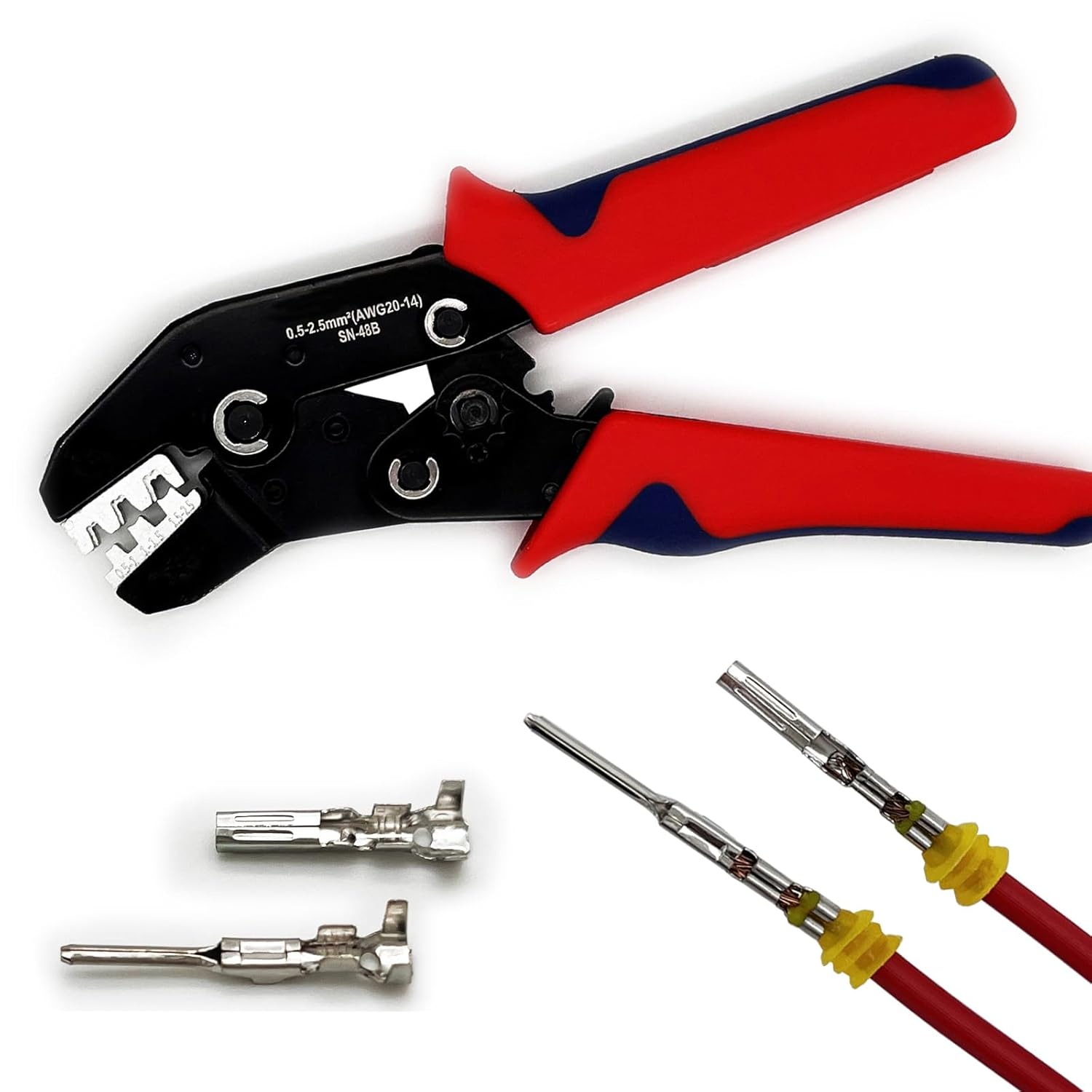 Twippo Twippo Crimping Tool Ratcheting Wire Crimper for Open Barrel Terminal Connectors Electrical Crimping Pliers 20-14 AWG