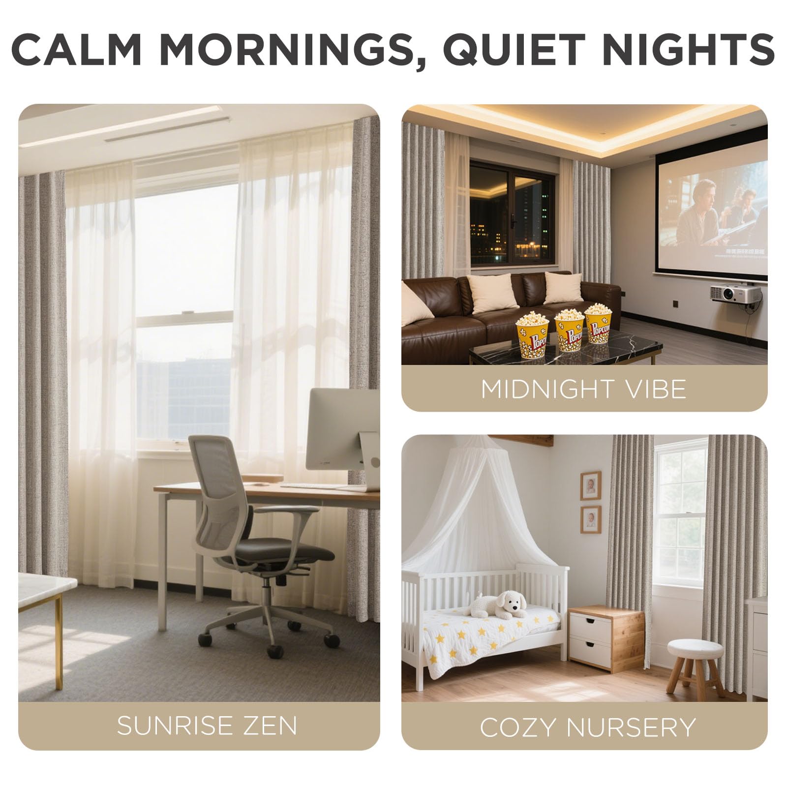 Joydeco Joydeco 96 Inch Blackout Linen Curtains 100% Darkening Drapes 2 Panels Set for Bedroom Living Room Thermal Insulated Rod Pocket - View 8 of 9