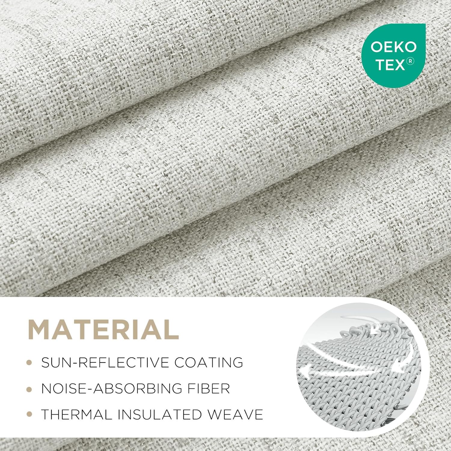 Joydeco Joydeco 100% Greyish White Blackout Curtains 108 Inch Long Linen 2 Panels Set for Bedroom Living Room Thermal Insulated Back Tab Rod Pocket - View 2 of 9