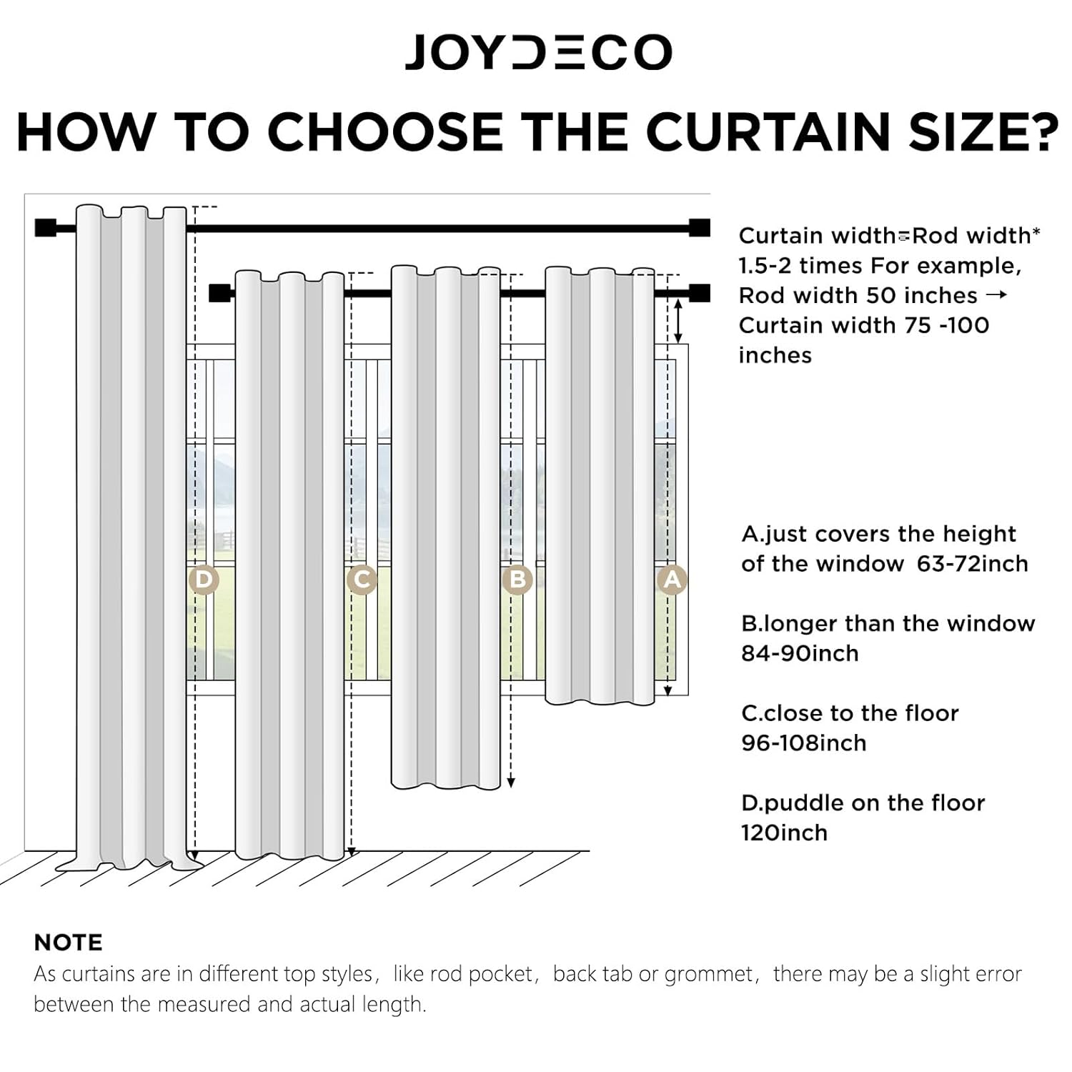 Joydeco Joydeco 100% Greyish White Blackout Curtains 108 Inch Long Linen 2 Panels Set for Bedroom Living Room Thermal Insulated Back Tab Rod Pocket - View 7 of 9