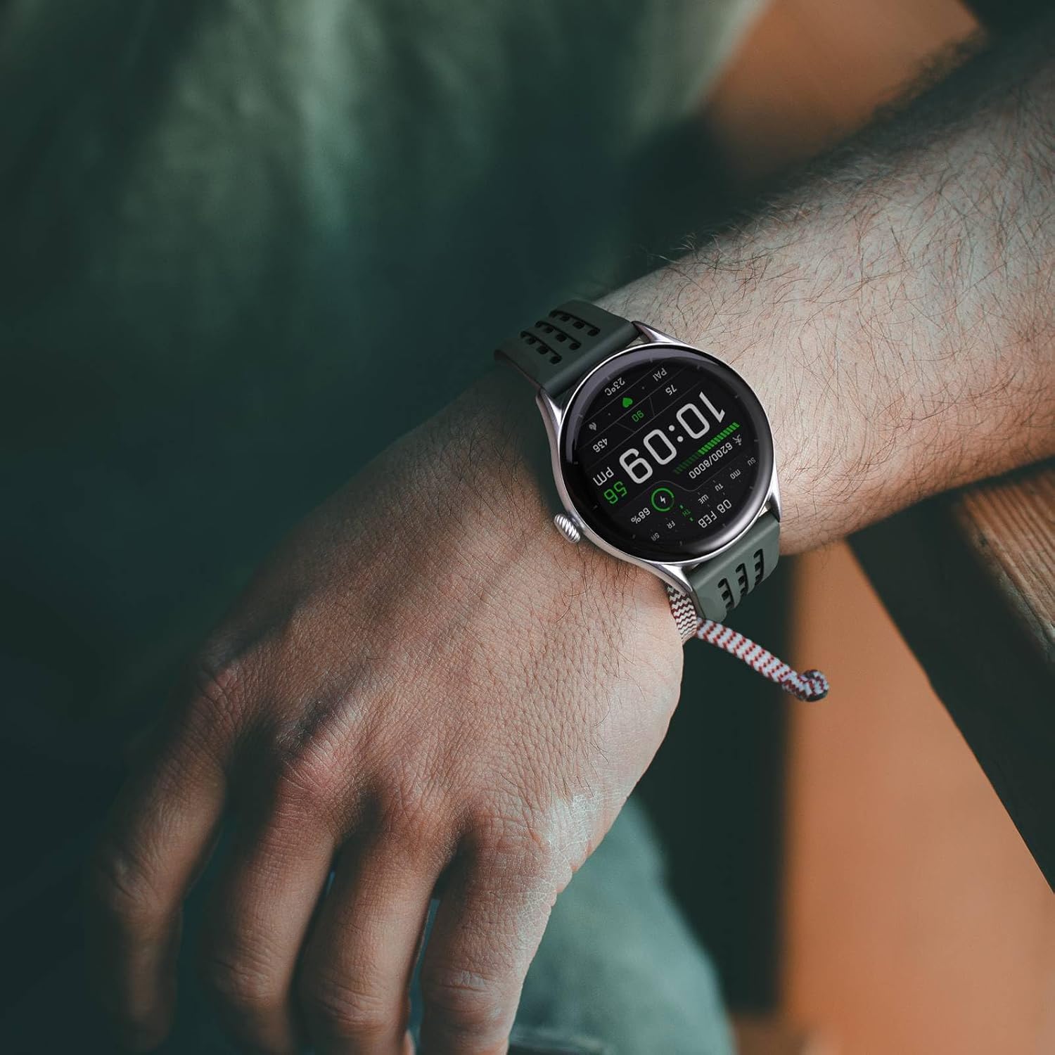 WOCCI WOCCI 22mm Rally Watch Band FKM Rubber Strap Quick Release Black Matte Buckle Red - View 2 of 9