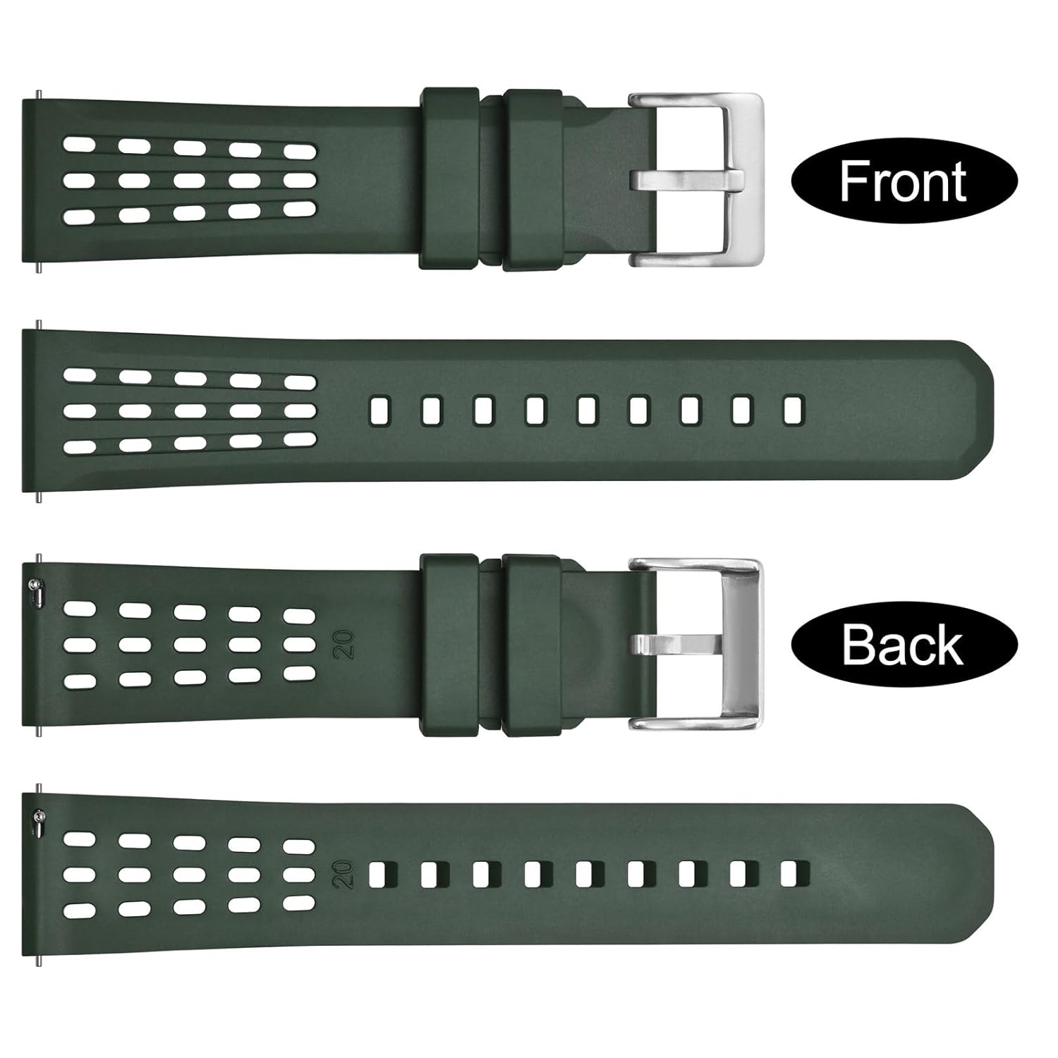 WOCCI WOCCI 22mm Rally Watch Band FKM Rubber Strap Quick Release Black Matte Buckle Red - View 3 of 9