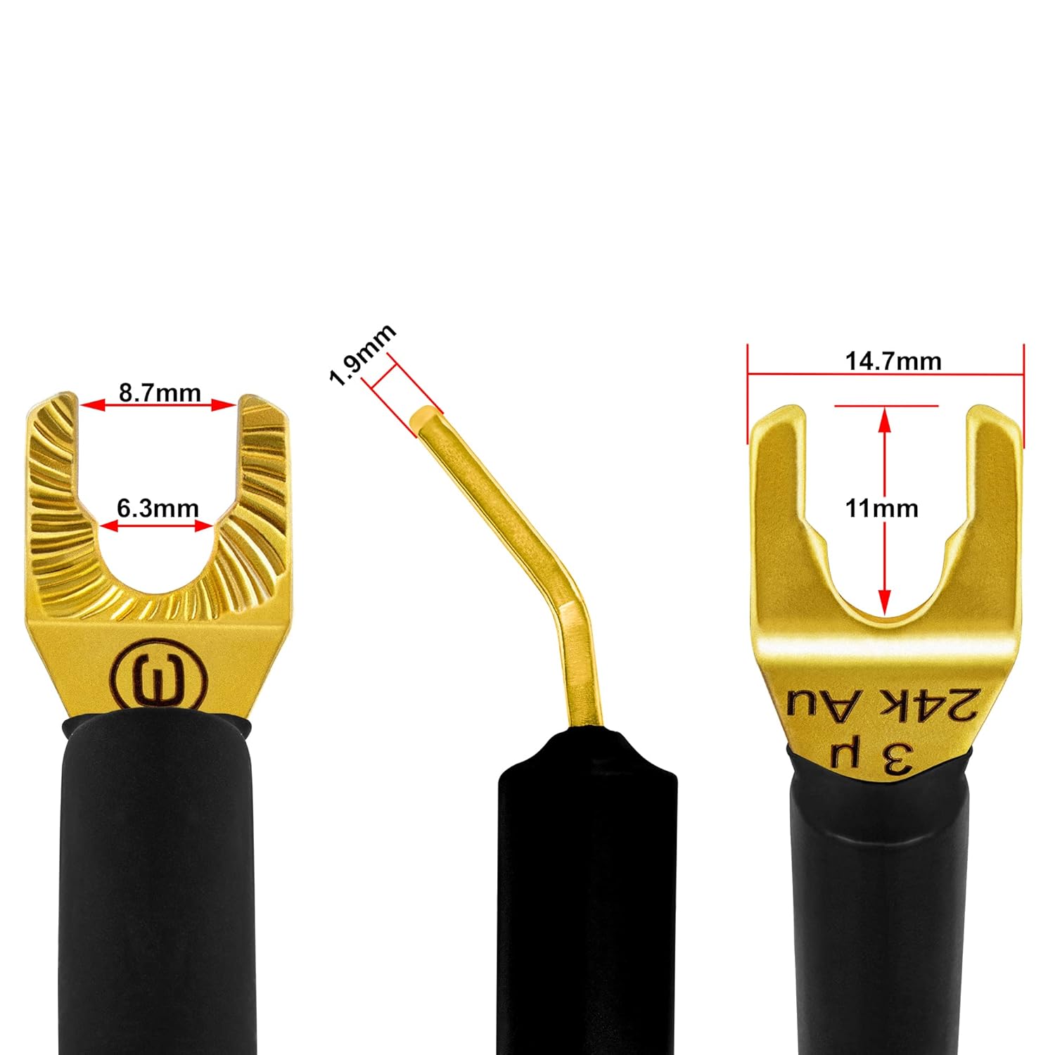 WORLDS BEST CABLES Worlds Best Cables 5 Foot Canare 4S11 Audiophile Grade HiFi Star Quad Single Speaker Cable for Center Channel with Eminence Gold Spade Connectors - View 5 of 6