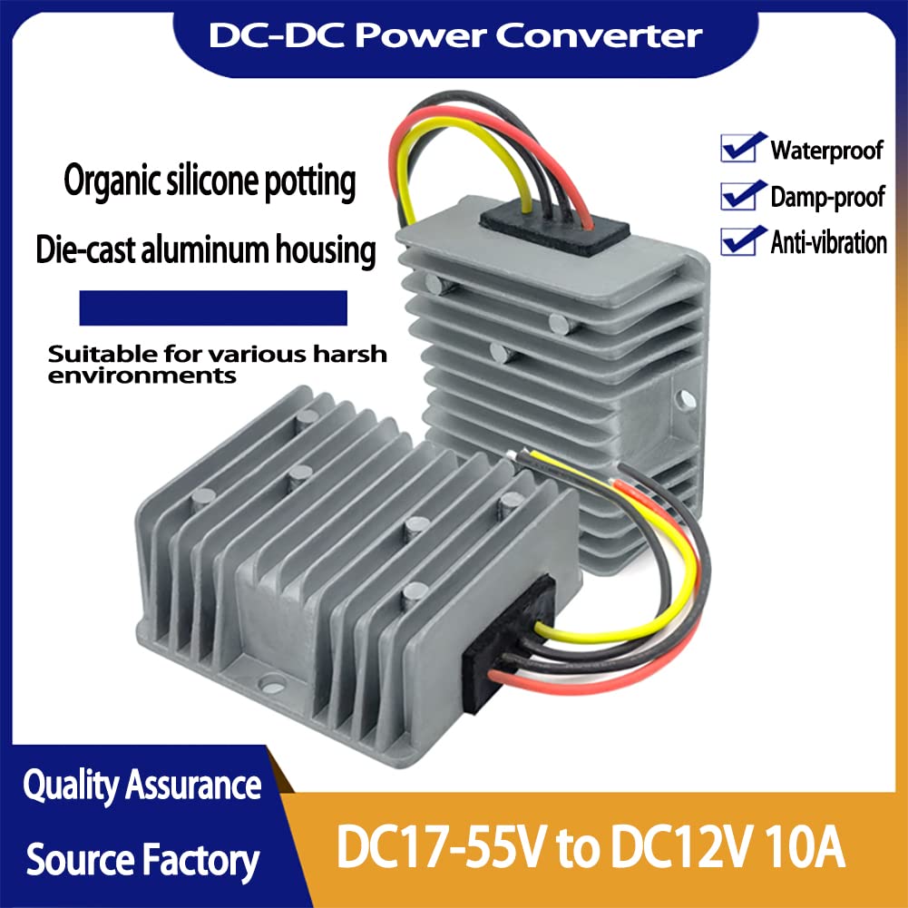 10A 120W DC to DC 18V 24V 36V 48V Step Down to 12V Converter Golf Cart Voltage Reducer Regulator Waterproof (Inputs 17V-55V to 12V 10A) - View 2 of 7