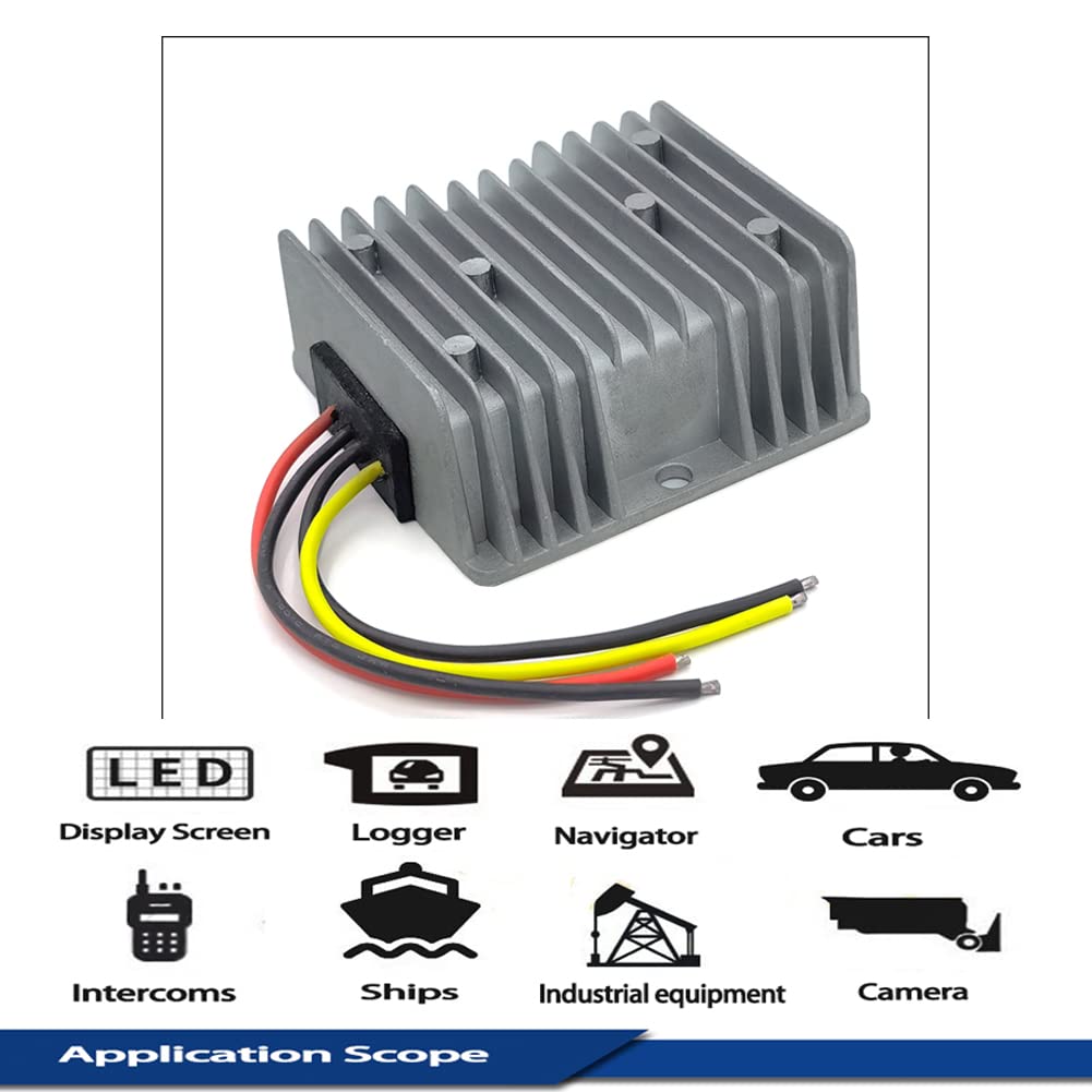 10A 120W DC to DC 18V 24V 36V 48V Step Down to 12V Converter Golf Cart Voltage Reducer Regulator Waterproof (Inputs 17V-55V to 12V 10A) - View 6 of 7