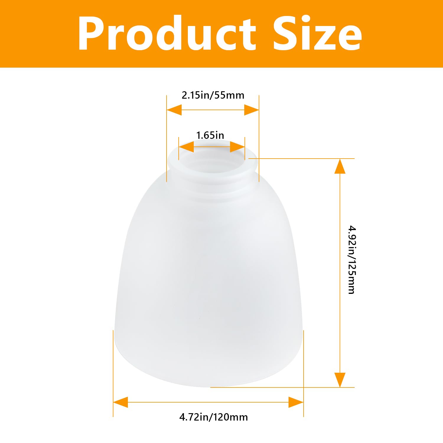 Eidonta Eidonta 4 Pack White Frosted Glass Shade Replacements for Ceiling Fan Light Fixtures Bell Shaped High Transmittance Globe Lampshades - View 2 of 7