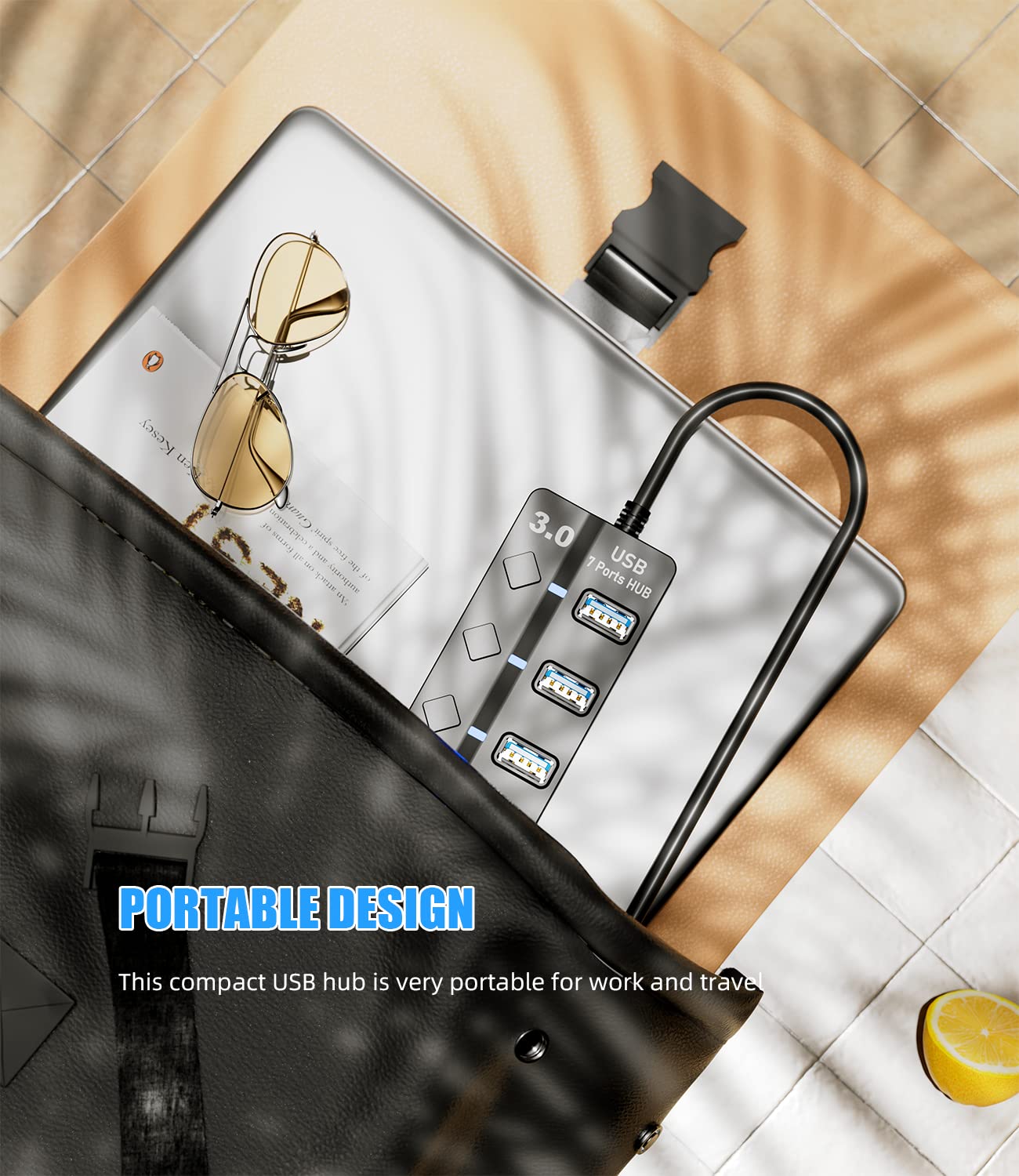 PANPEO PANPEO 7-Port USB 3.0 Hub Splitter with 3ft Cable for Laptop PC Surface Pro PS4 PS5 Flash Drive Mobile HDD with LED On Off Switch - View 5 of 7