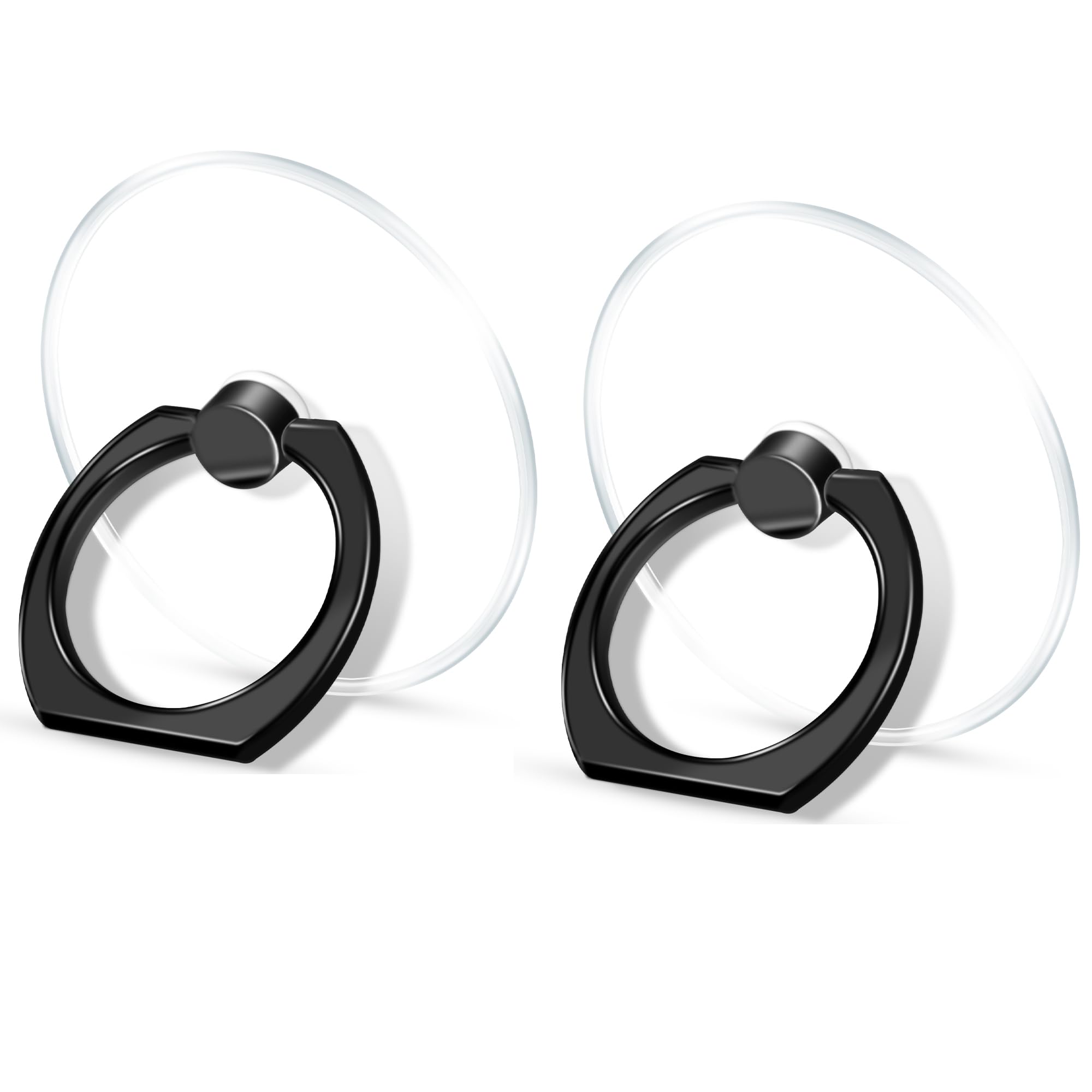 TACOMEGE Transparent Clear Phone Ring Grips Holder Kickstand, Finger Ring Stand for Cell Phone Tablet Case Accessories Round (BK R)