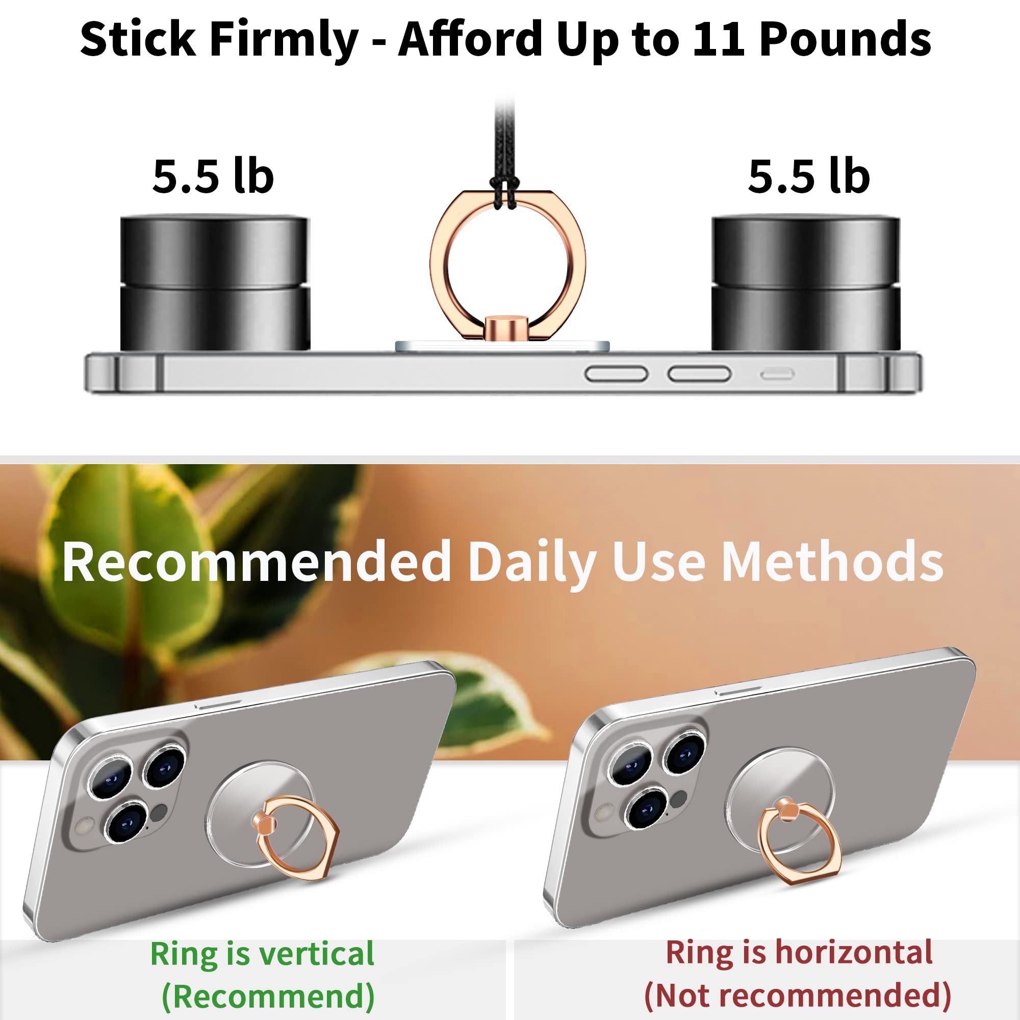 TACOMEGE Transparent Clear Phone Ring Grips Holder Kickstand, Finger Ring Stand for Cell Phone Tablet Case Accessories Round (RG R) - View 2 of 6