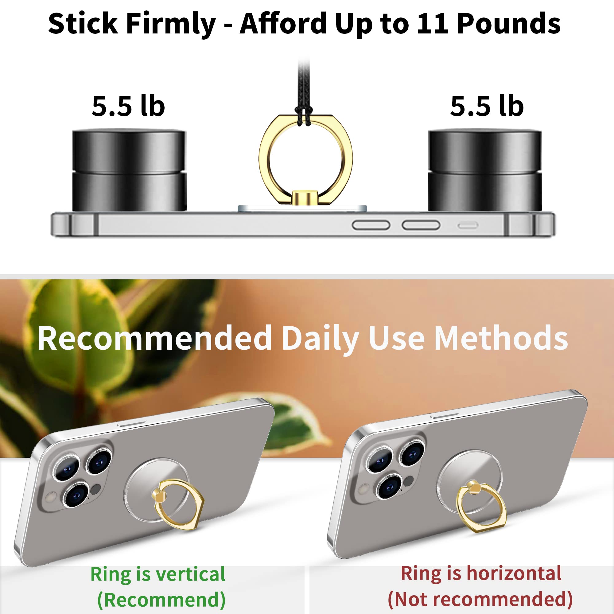 TACOMEGE Transparent Clear Phone Ring Grips Holder Kickstand, Finger Ring Stand for Cell Phone Tablet Case Accessories Round (GD R) - View 2 of 6