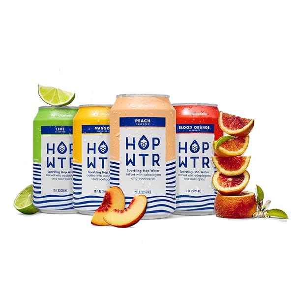 HOP WTR Shop HOP WTR Sparkling Hop Water Variety Pack - Sugar Free, Low Carb Non-Alcoholic Drinks with Adaptogens & Nootropics - 12 Cans - View 2 of 9