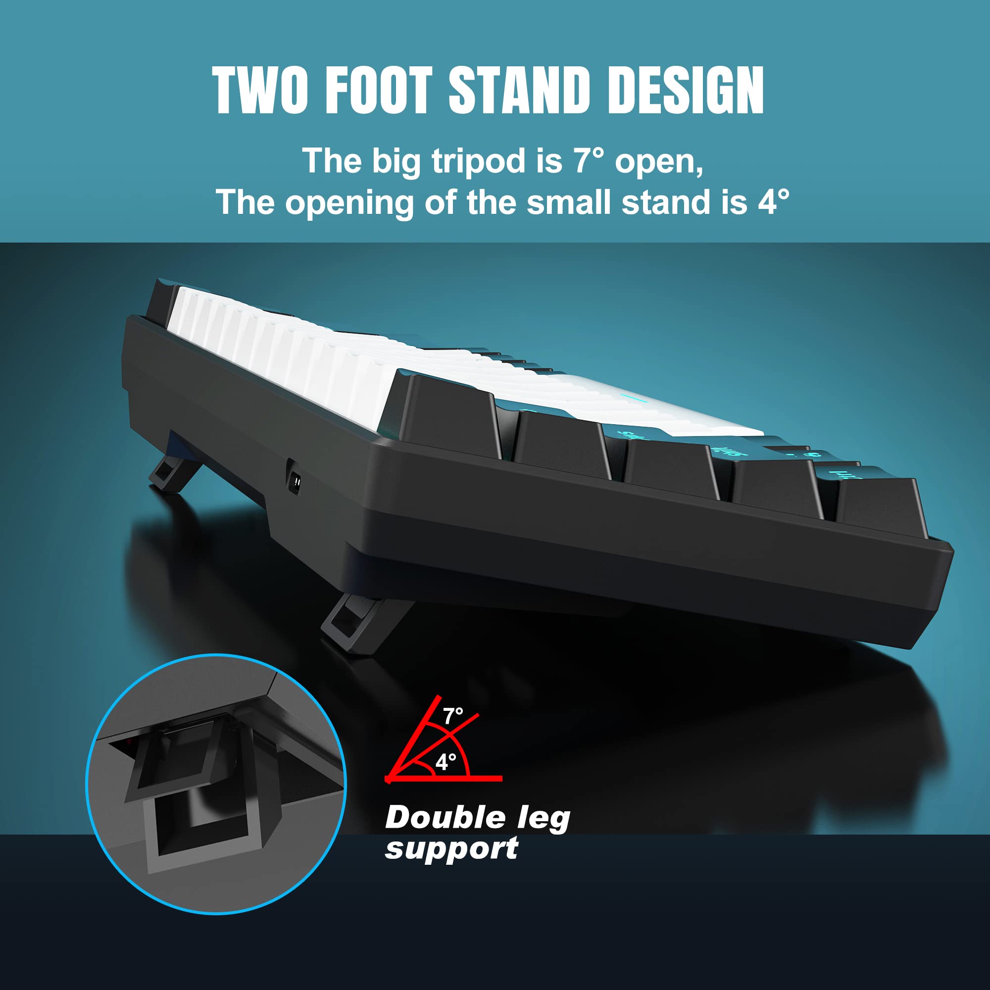 Snpurdiri 60% Wired Mechanical Gaming Keyboard, Ice Blue LED Backlit 61 Keys Mini Wired Office Keyboard for Windows Laptop PC Mac (Black-White, Red - View 3 of 7