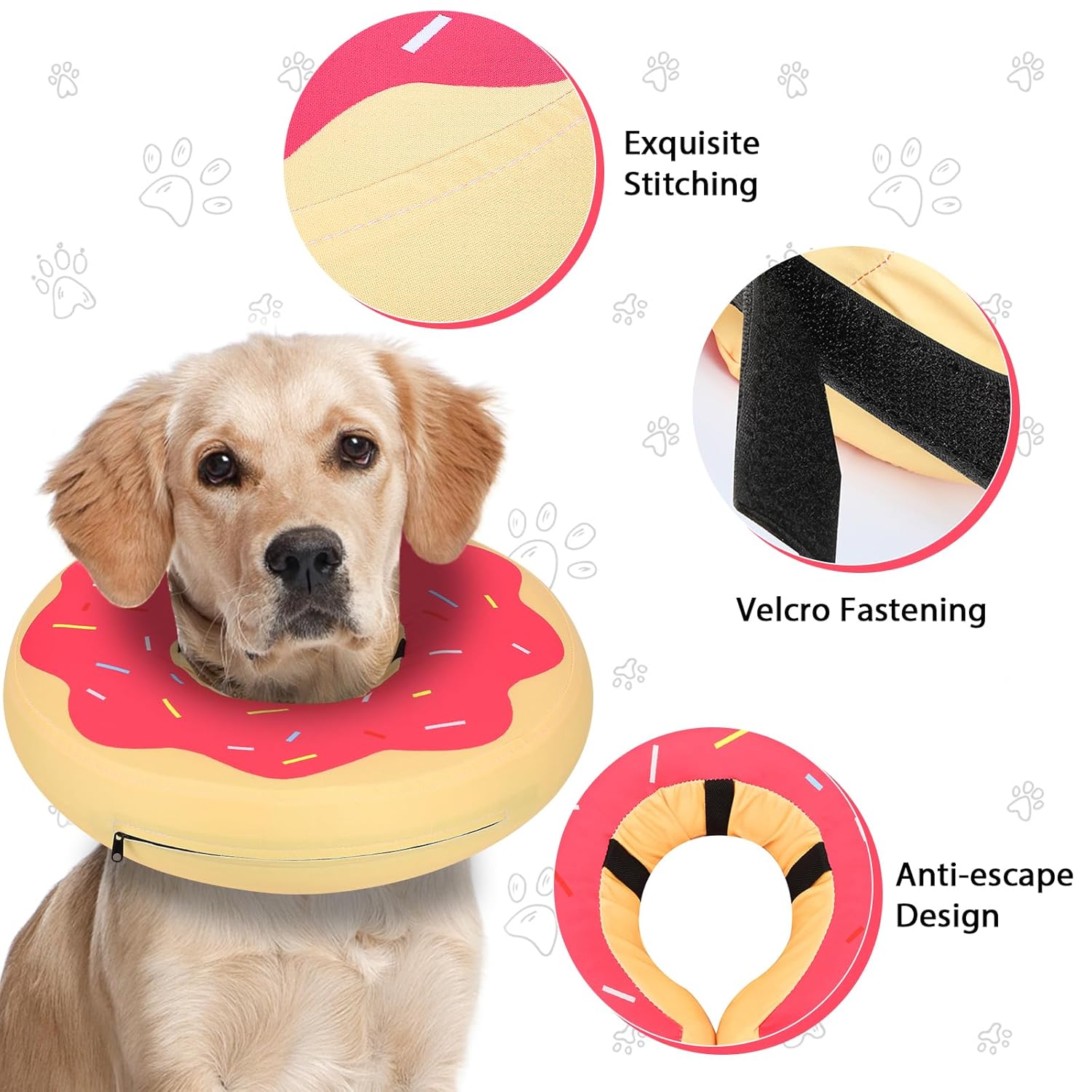 MIDOG MIDOG Soft Dog Cone Inflatable Collar for Post Surgery Recovery Prevents Pets from Touching Stitches Wounds and Rashes Deep Red XS - View 3 of 7