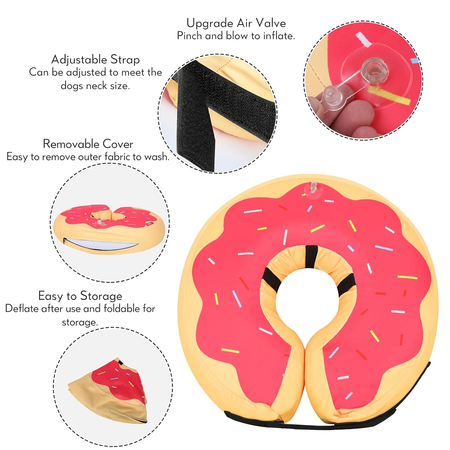 MIDOG MIDOG Soft Dog Cone Inflatable Collar for Post Surgery Recovery Prevents Pets from Touching Stitches Wounds and Rashes Deep Red XS - View 4 of 7