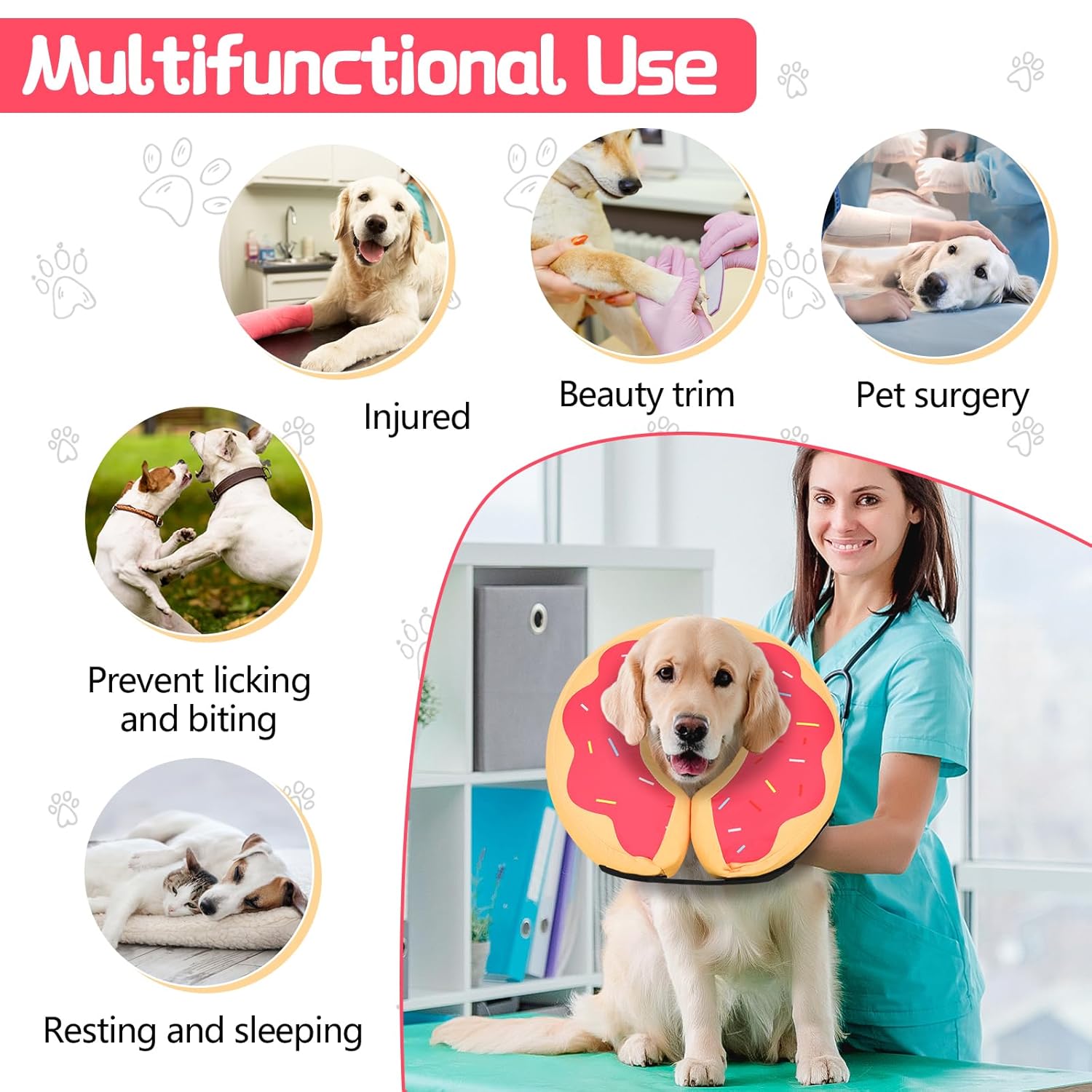 MIDOG MIDOG Soft Dog Cone Inflatable Collar for Post Surgery Recovery Prevents Pets from Touching Stitches Wounds and Rashes Deep Red XS - View 7 of 7