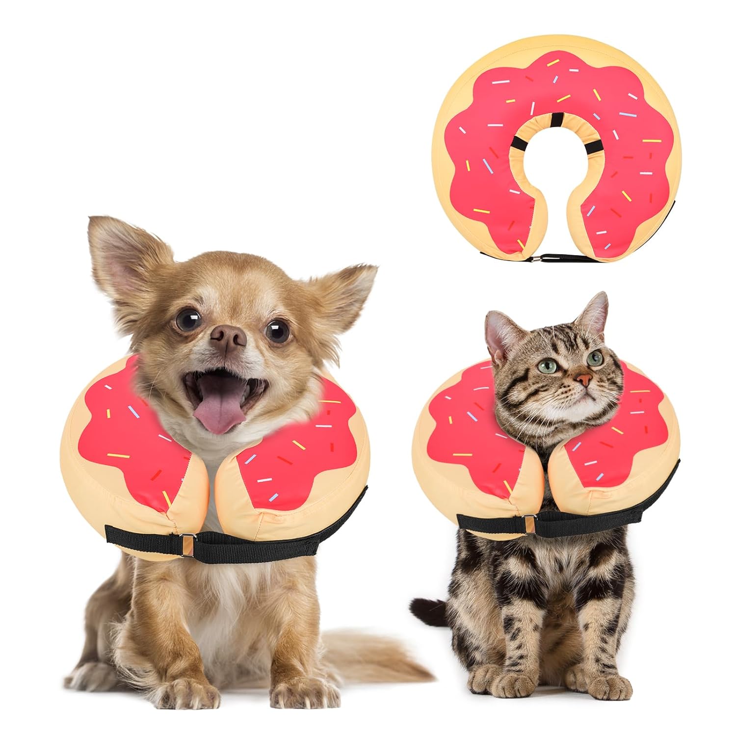 MIDOG MIDOG Soft Dog Cone Inflatable Collar for Post Surgery Recovery Prevents Pets from Touching Stitches Wounds and Rashes Deep Red XS