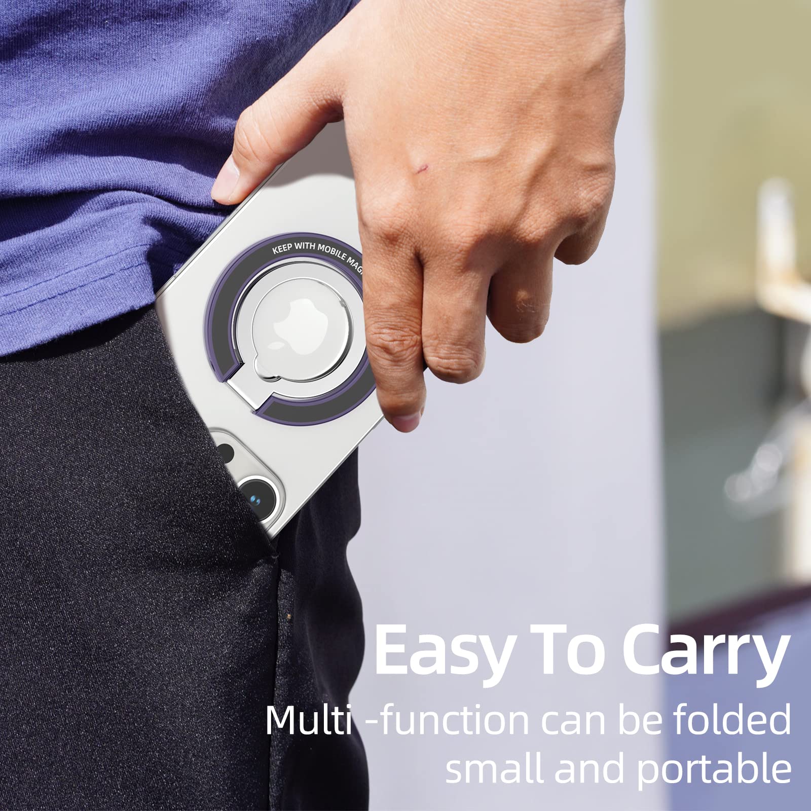 SaiMeun Magnetic Phone Ring Stand for MagSafe?Metal Adjustable Dual Ring Magnetic Phone Grip Holder,Compatible with iPhone 12 13 14 Series.(Dark - View 8 of 8