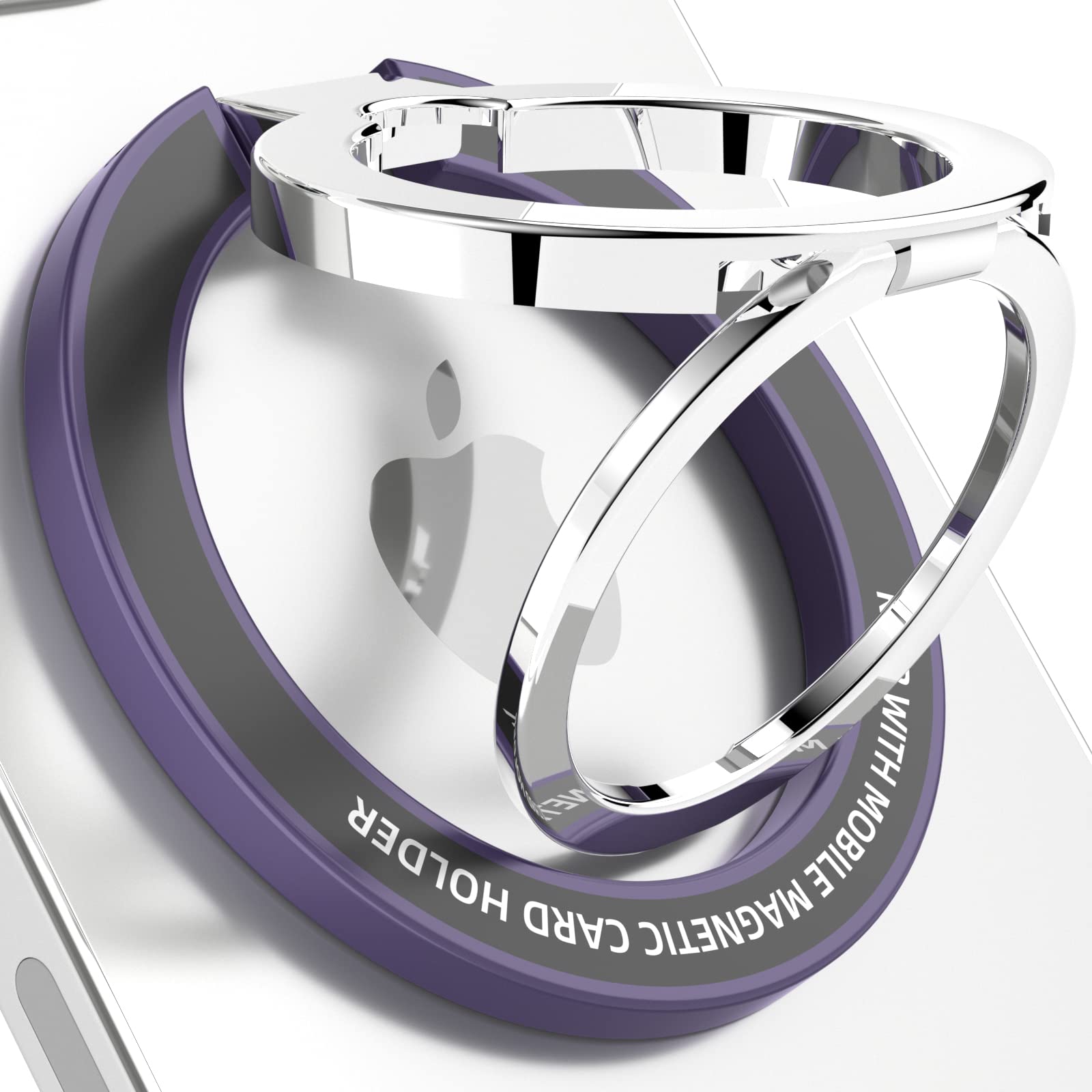 SaiMeun Magnetic Phone Ring Stand for MagSafe?Metal Adjustable Dual Ring Magnetic Phone Grip Holder,Compatible with iPhone 12 13 14 Series.(Dark