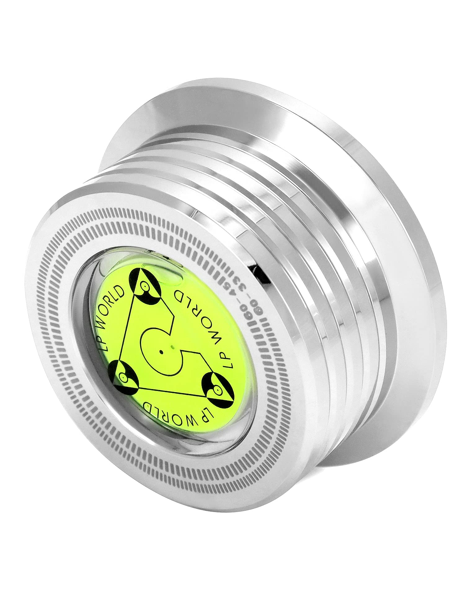 QWORK Record Weight Phono Disc Stabilizer, 60HZ Record Weight Stabilizer, with Bubble Leveling (60Hz, Silver)