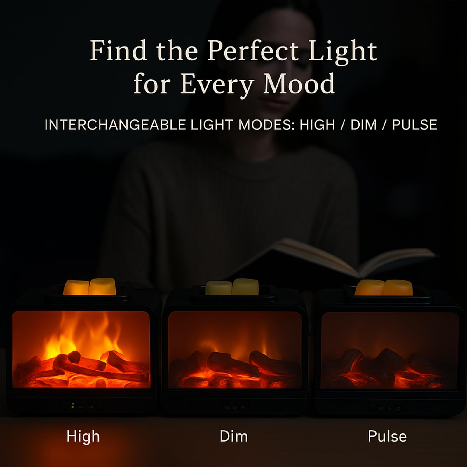 MeplLivs MeplLivs Dynamics Flame Electric Wax Melt Warmer PTC Heating Plate Monochromatic Black Fragrance Burner for Home Office Decor Gifts - View 5 of 7