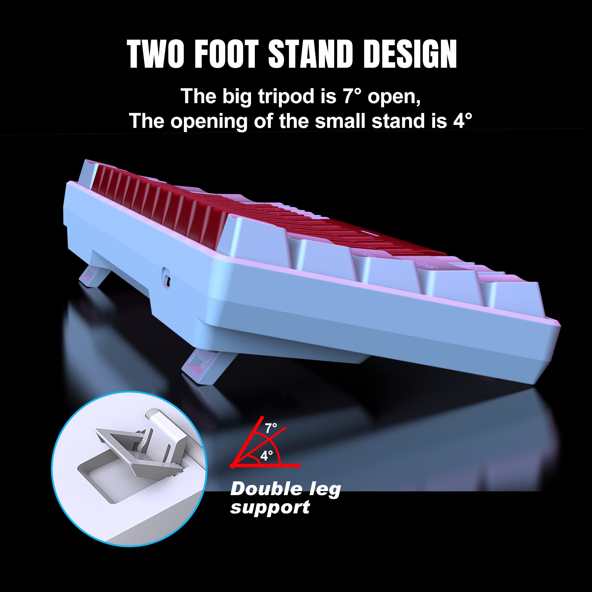Snpurdiri Wired 60% Mechanical Gaming Keyboard, White LED Backlit Ultra-Compact Small Office Keyboard for Windows Laptop PC Mac (White-Red, Red - View 3 of 9