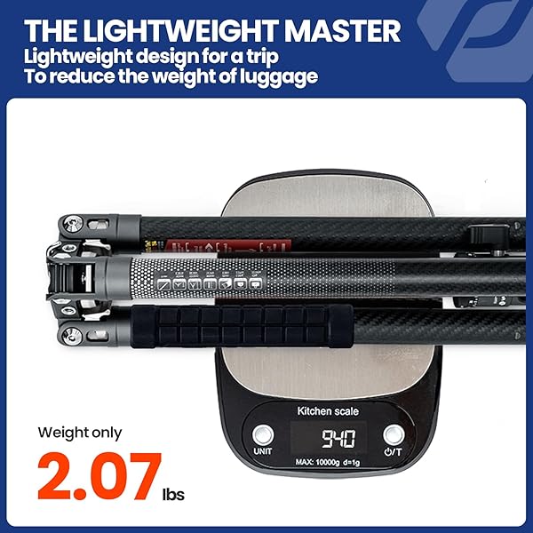 Fotopro Fotopro Carbon Fiber Tripod for Camera 2lbs Ultralight 62 Inch Travel Camera Tripod Max Loads Up 22lbs X-Aircross 3 Grey - View 4 of 9