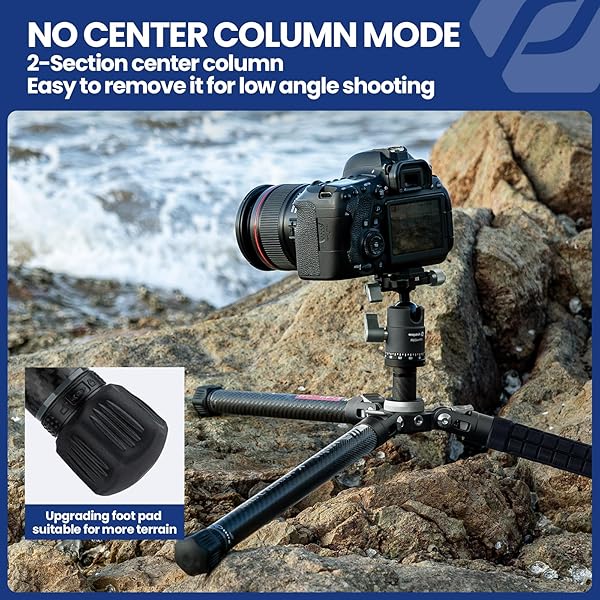 Fotopro Fotopro Carbon Fiber Tripod for Camera 2lbs Ultralight 62 Inch Travel Camera Tripod Max Loads Up 22lbs X-Aircross 3 Grey - View 8 of 9