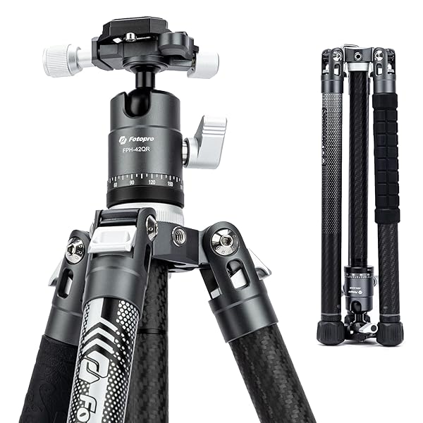 Fotopro Fotopro Carbon Fiber Tripod for Camera 2lbs Ultralight 62 Inch Travel Camera Tripod Max Loads Up 22lbs X-Aircross 3 Grey - View 3 of 9