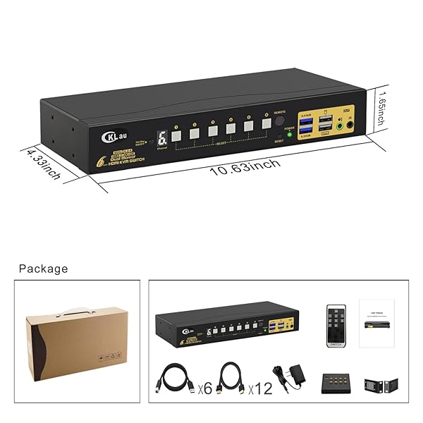 CKLau CKLau 6 Port HDMI KVM Switch for Dual Monitors - 4K60Hz, USB 3.0 Hub, IR Remote, Hotkey Switching for 6 PCs - View 7 of 8