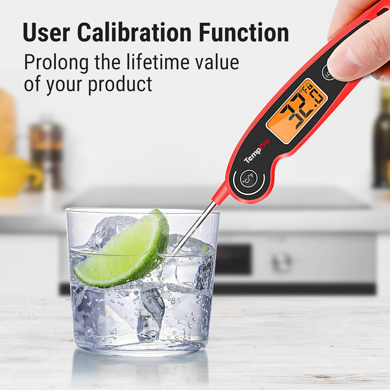 TempPro ThermoPro TP605 Instant Read Meat Thermometer Waterproof Digital Food Thermometer with Large Backlit LCD for Grilling Smoking and Candy Making - View 6 of 9