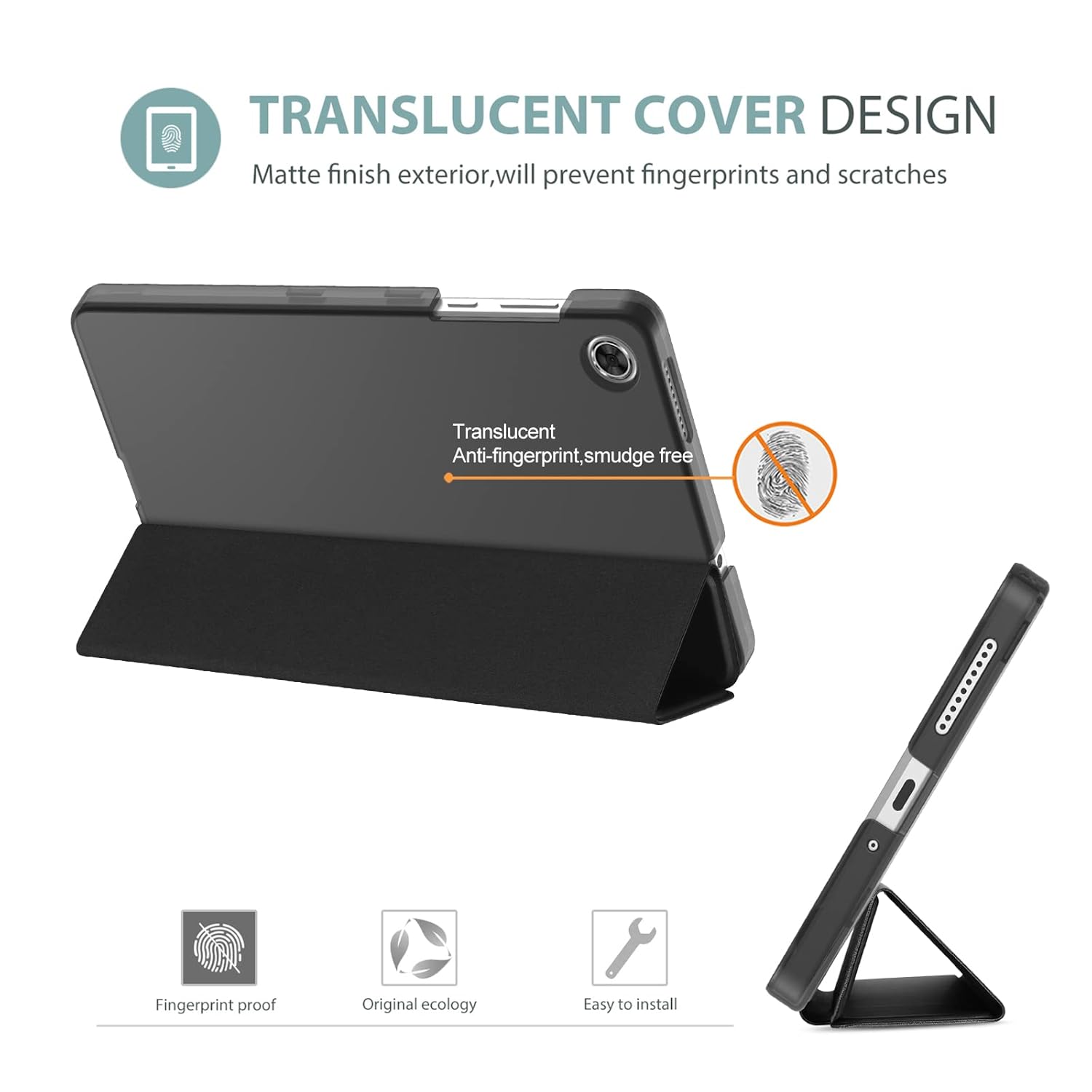 ProCase ProCase Slim Stand Hard Back Shell Protective Case for Lenovo Tab M8 4th Gen 8 Inch 2023 Black - View 3 of 9