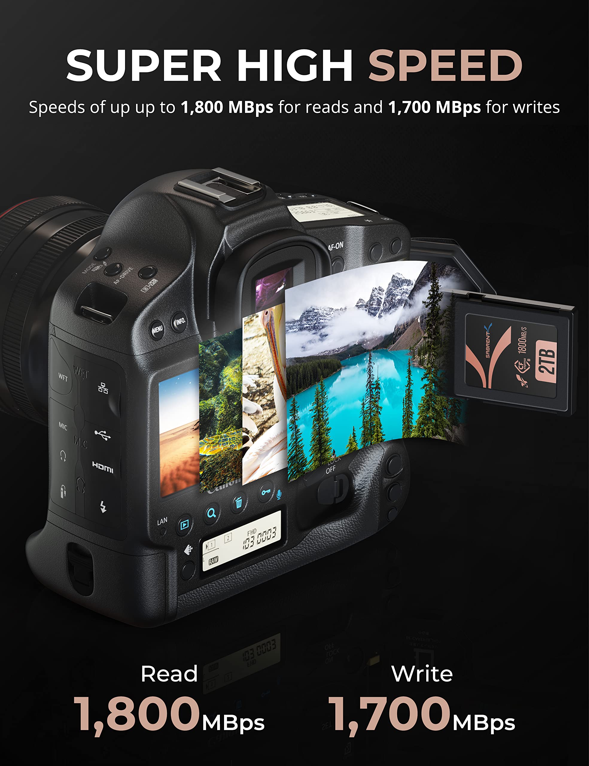 SABRENT SABRENT Rocket CFX PRO 2TB CFexpress Type B Card - 1800MB/s Read, 1700MB/s Write Speed (CF-XXIT-2TB) - View 5 of 7