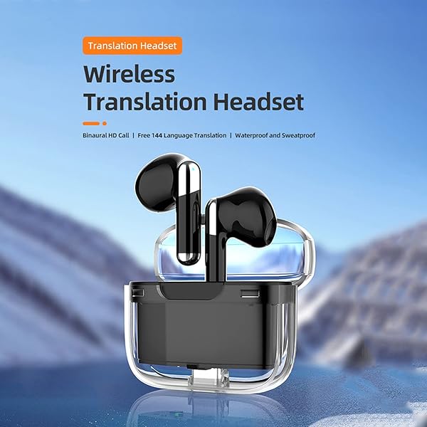 Diyeeni Language Translator Earbuds Bluetooth Earphones Support 144 Languages Voice Translation Devices with APP and Transparent Case Black - View 4 of 11