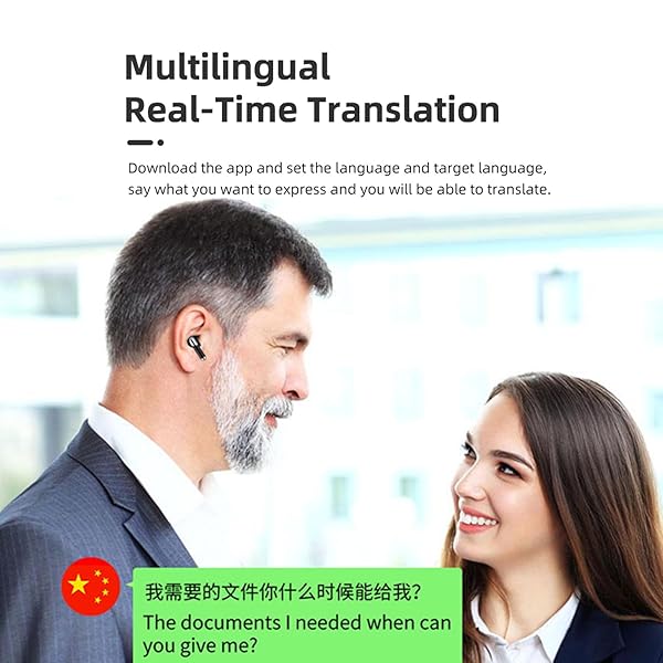 Diyeeni Language Translator Earbuds Bluetooth Earphones Support 144 Languages Voice Translation Devices with APP and Transparent Case Black - View 8 of 11